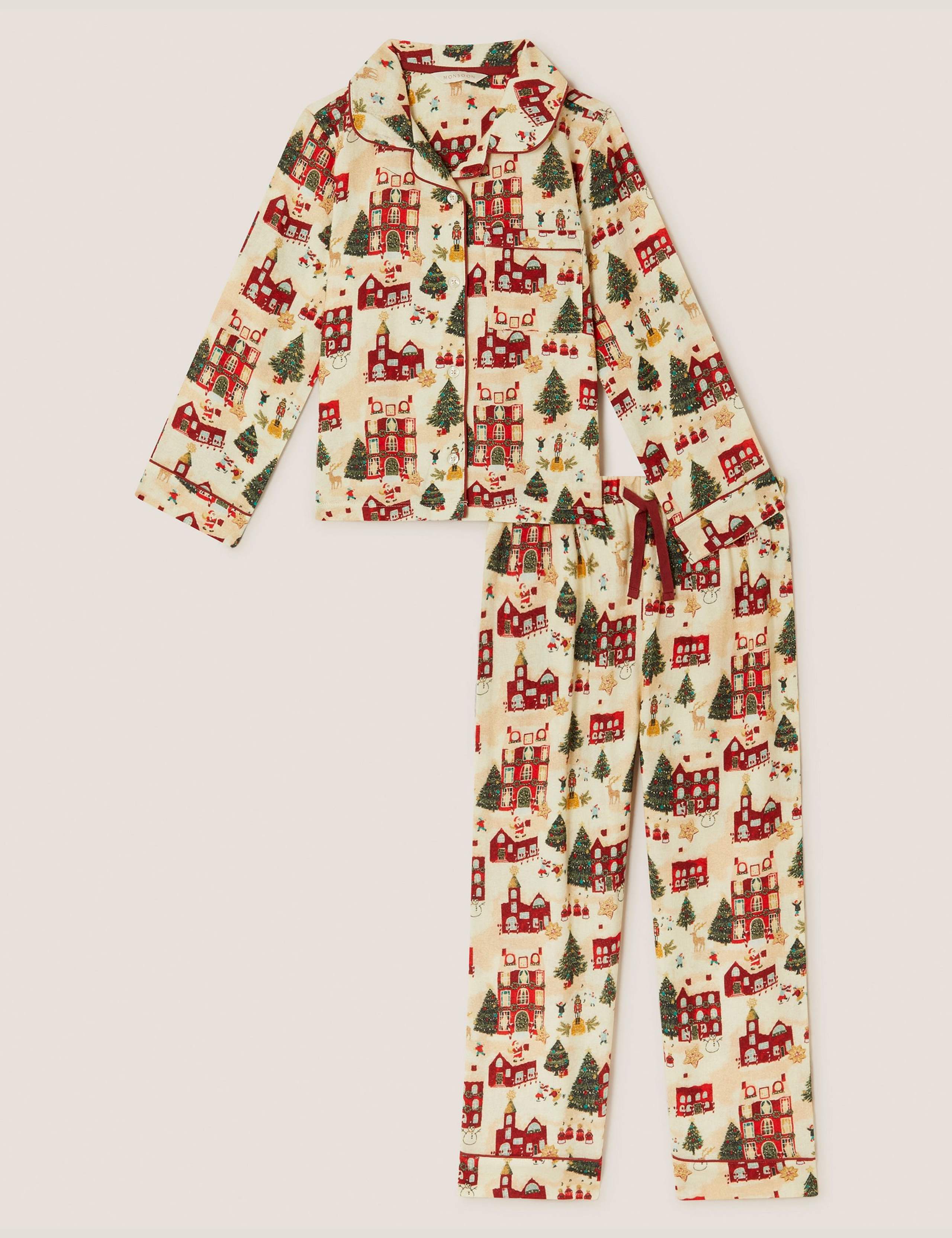 Pure Cotton Christmas Houses Pyjamas (1-13 Yrs)