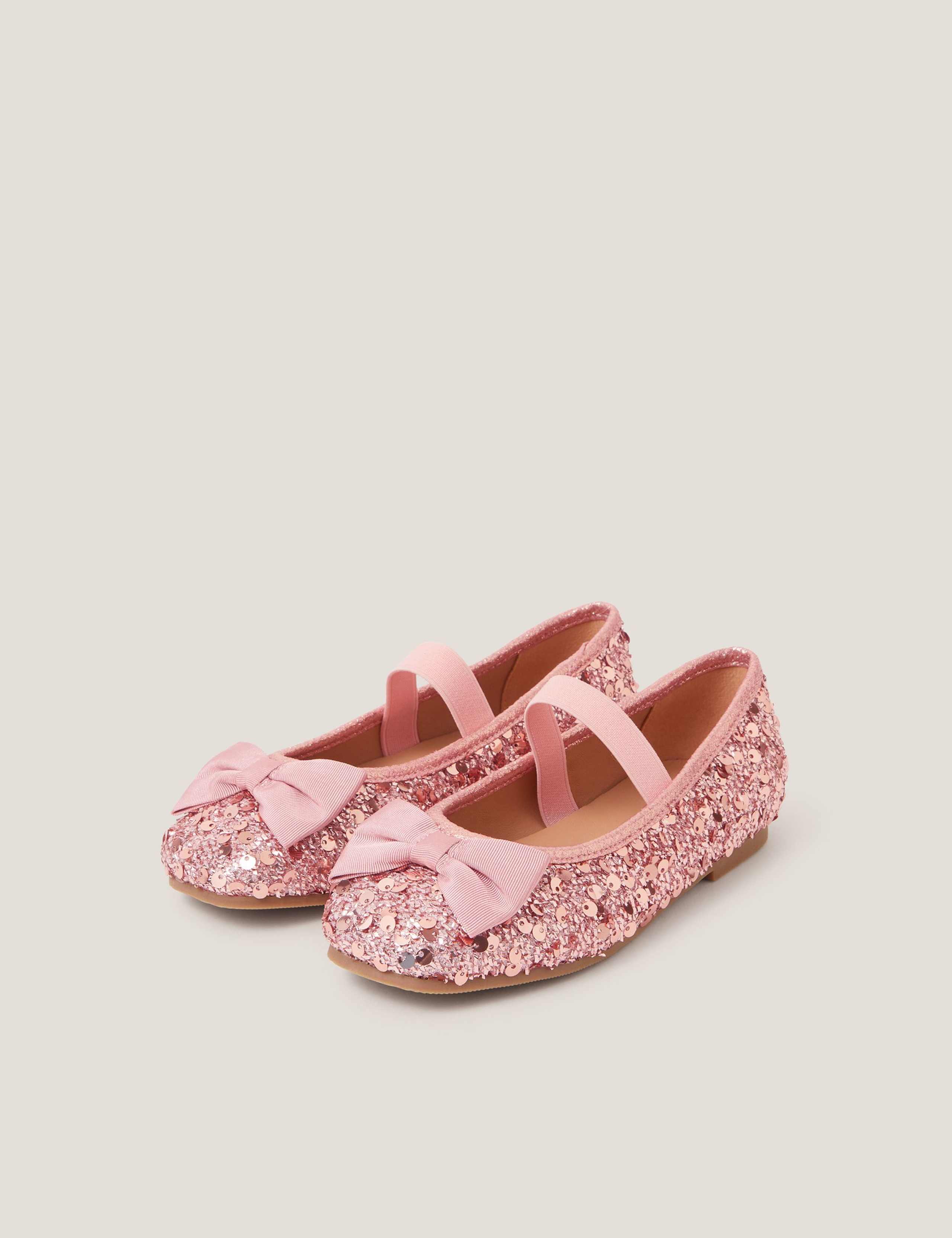 Kids' Sequin Bow Ballet Pumps (7 Small - 4 Large)
