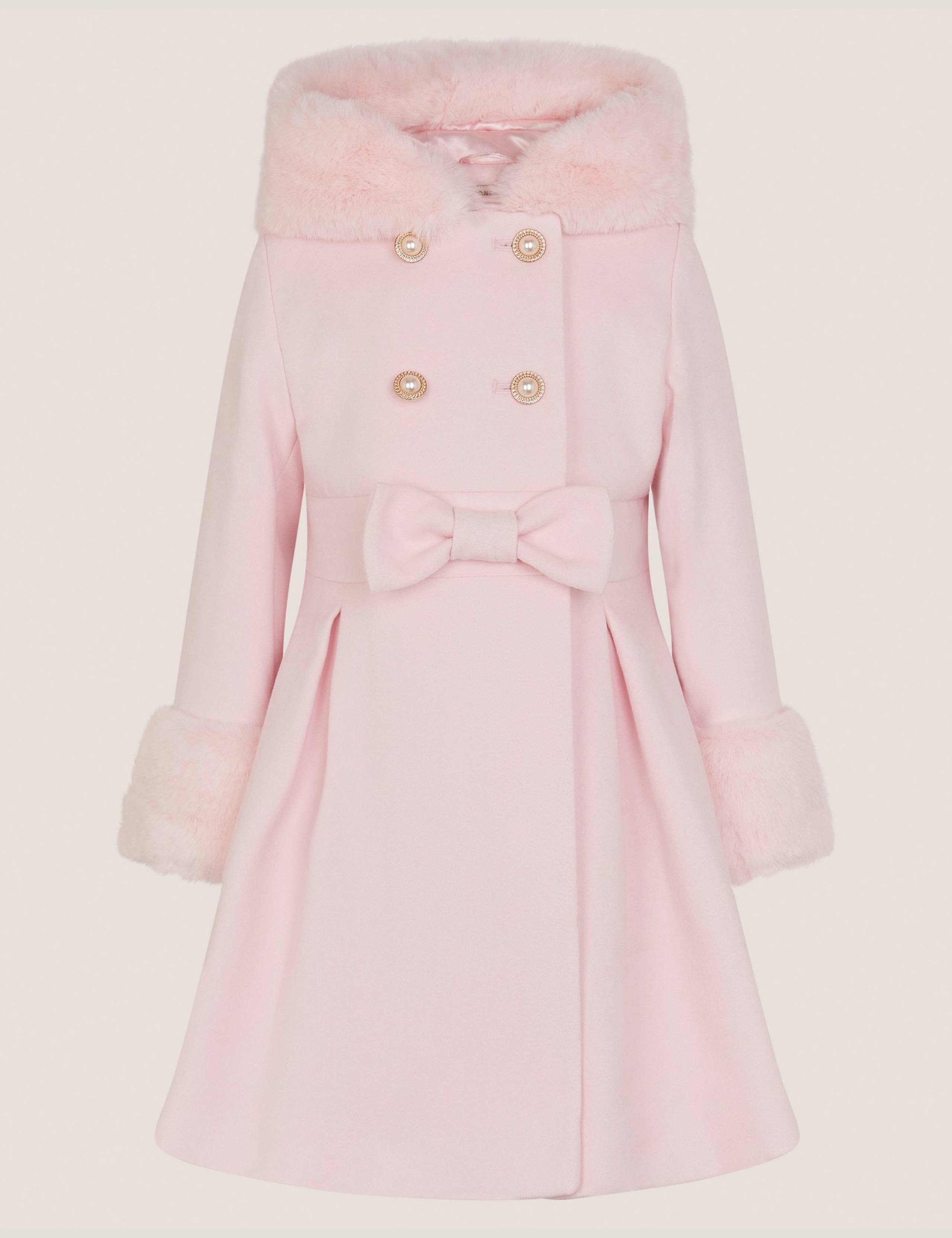 Hooded Faux Fur Trim Coat (3-13 Yrs)