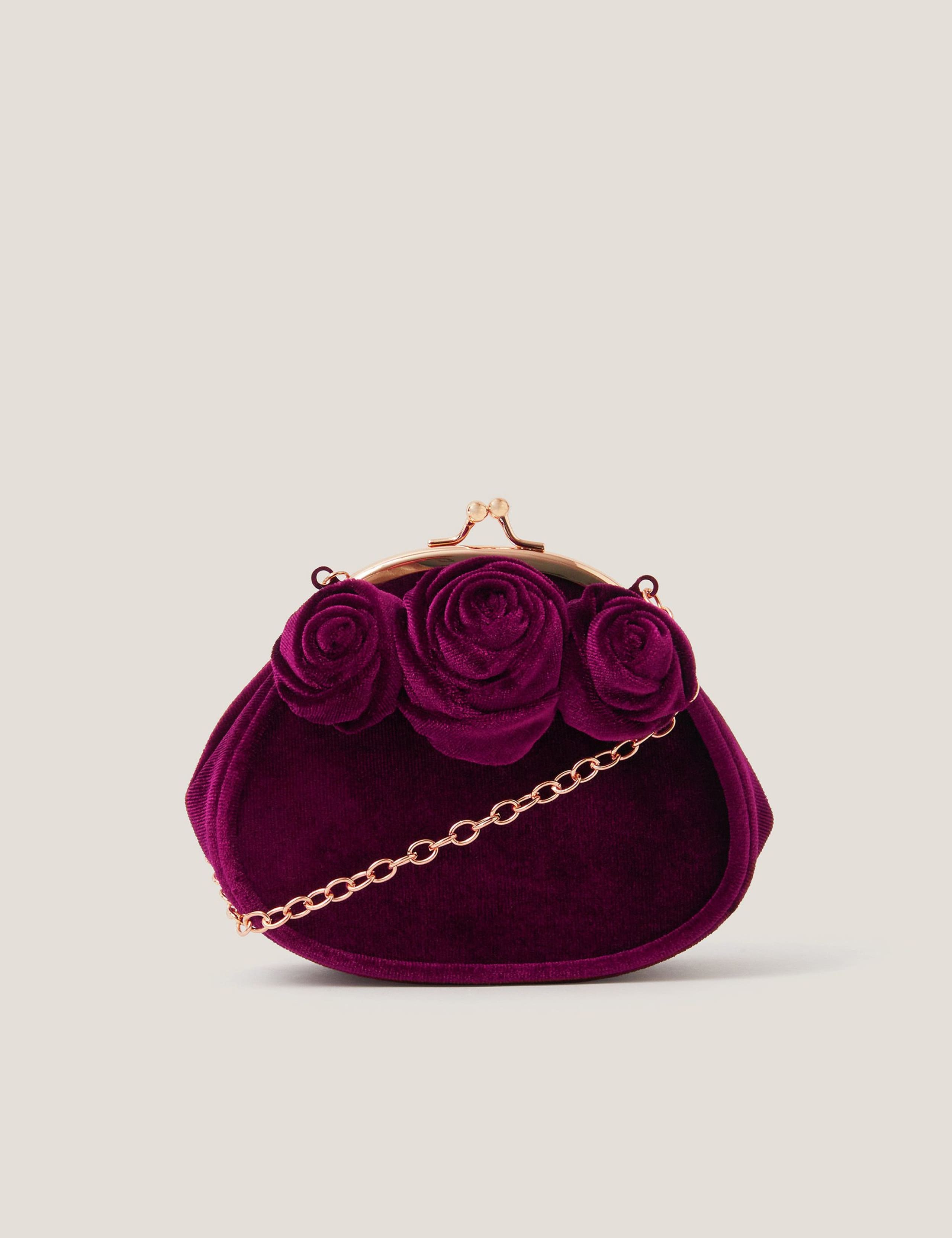 Velvet Floral Chain Strap Bag
