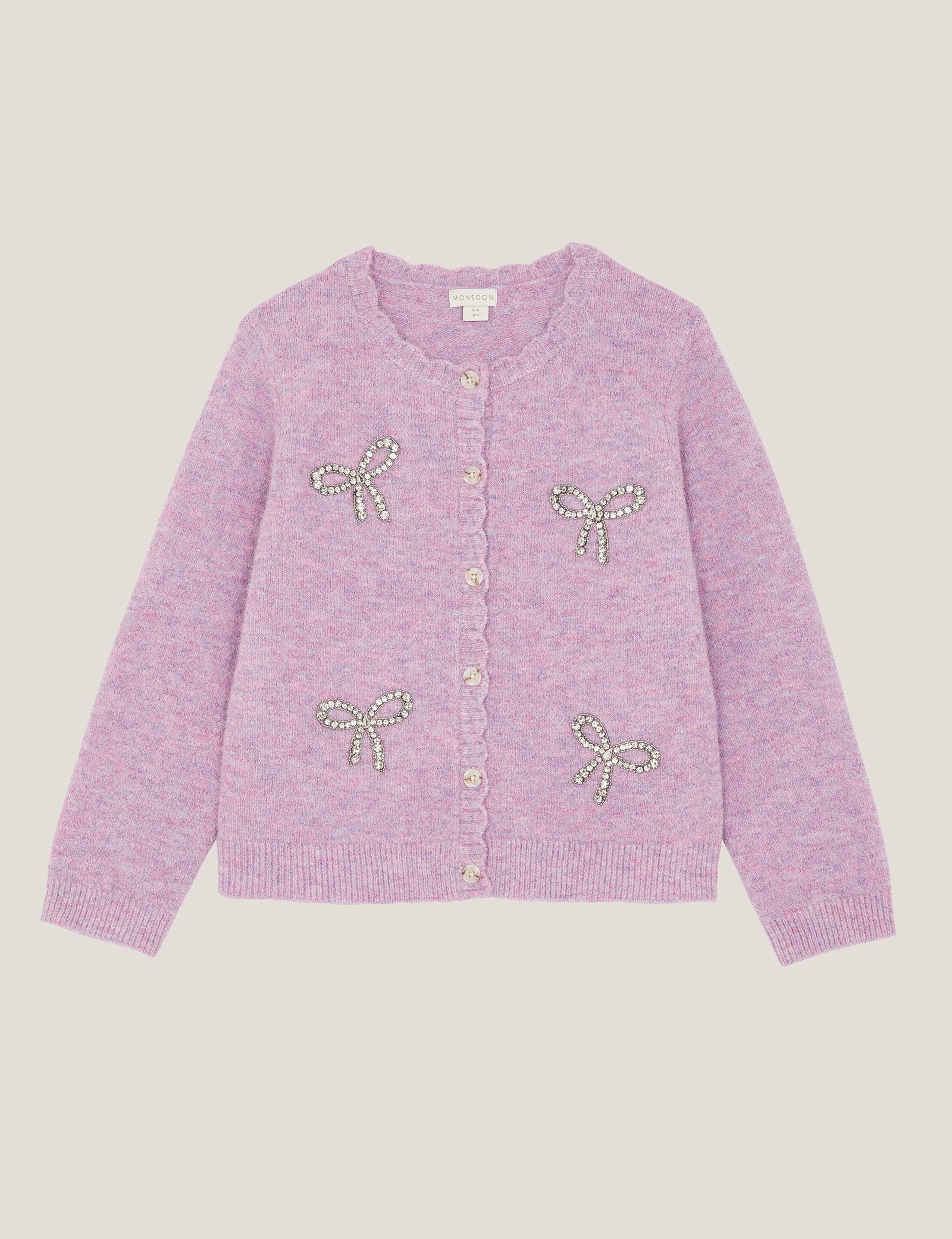 Embellished Bow Knitted Cardigan (3-15 Yrs)