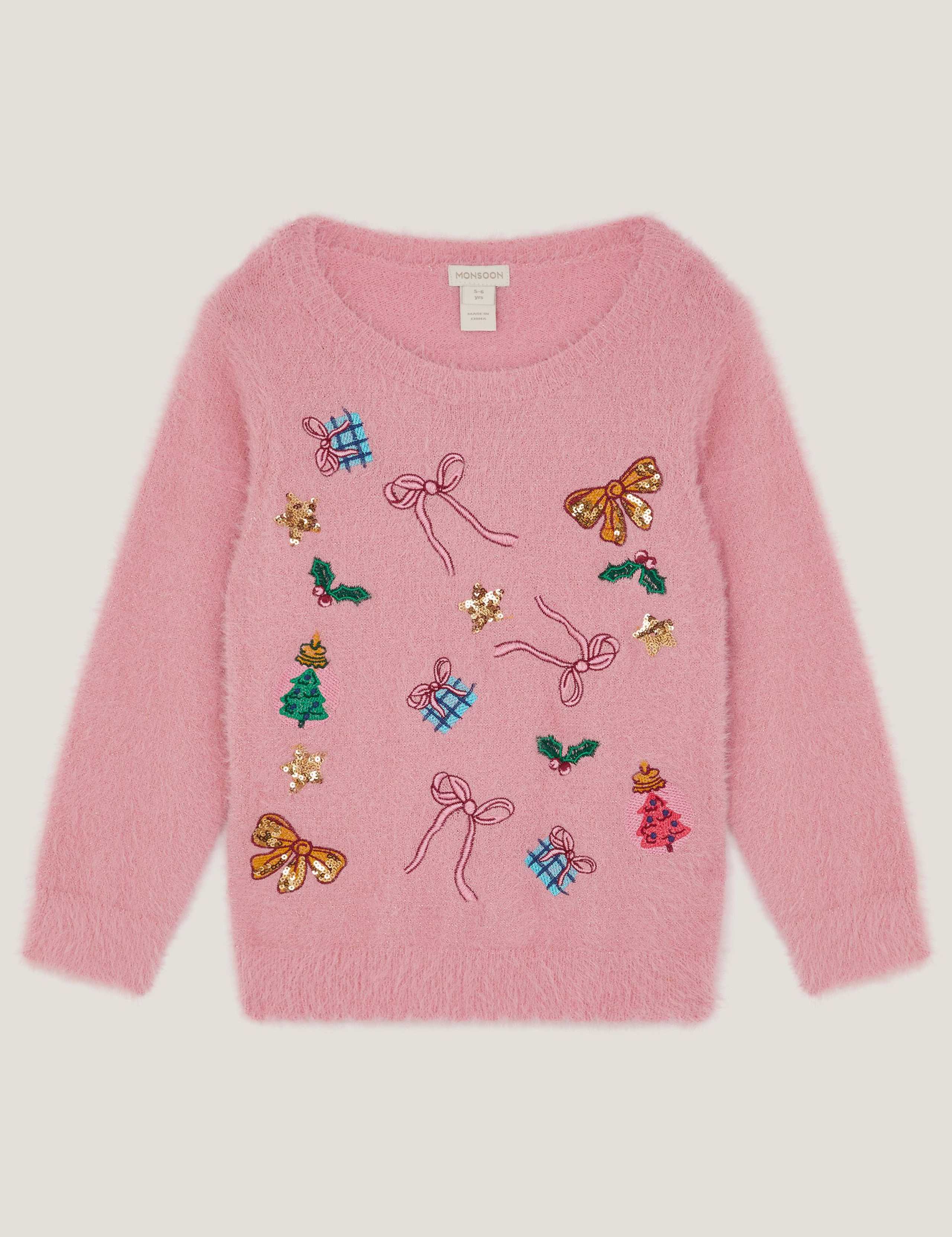 Embellished Fuzzy Christmas Jumper (3-15 Yrs)