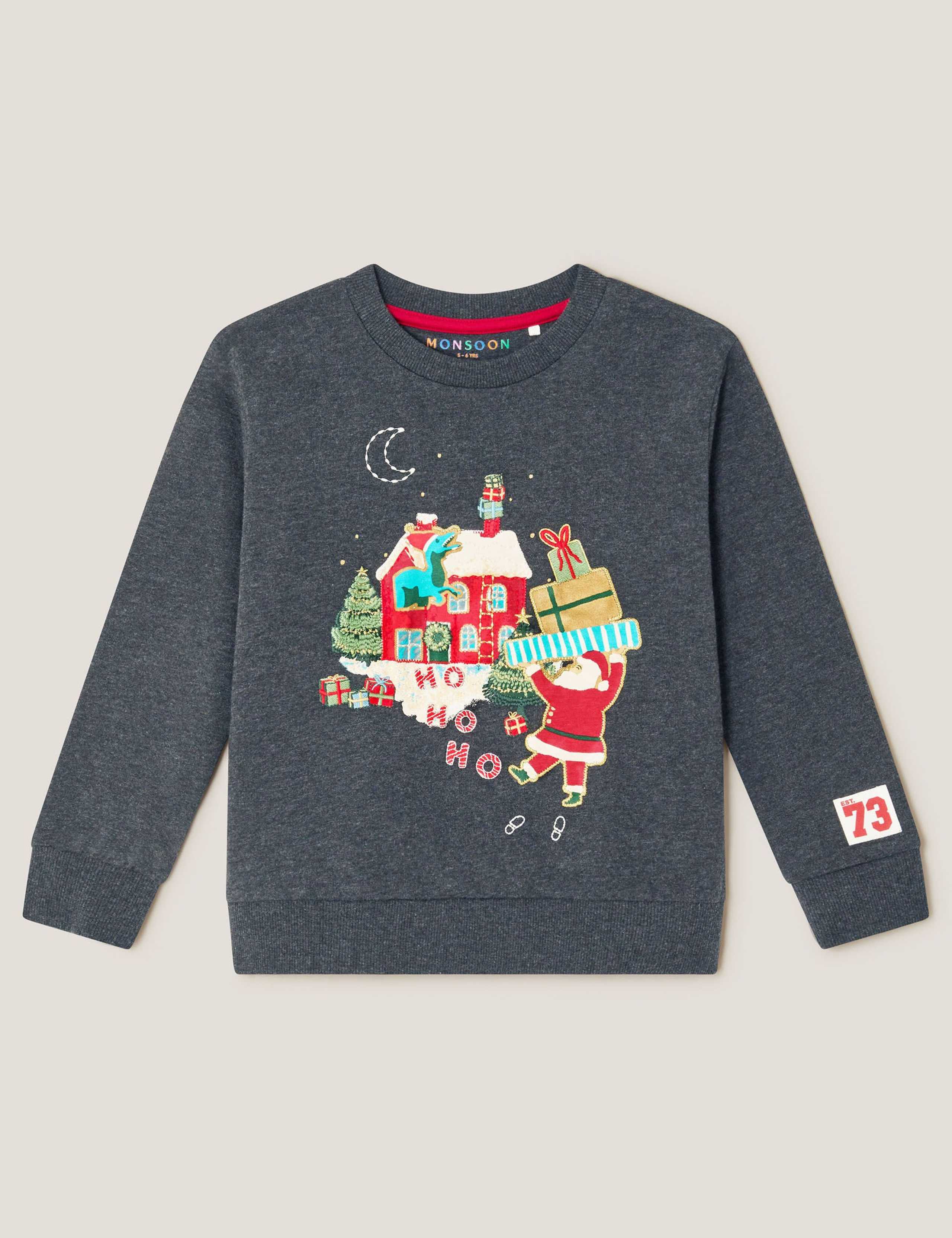Pure Cotton Santa Scene Sweatshirt (2-13 Yrs)