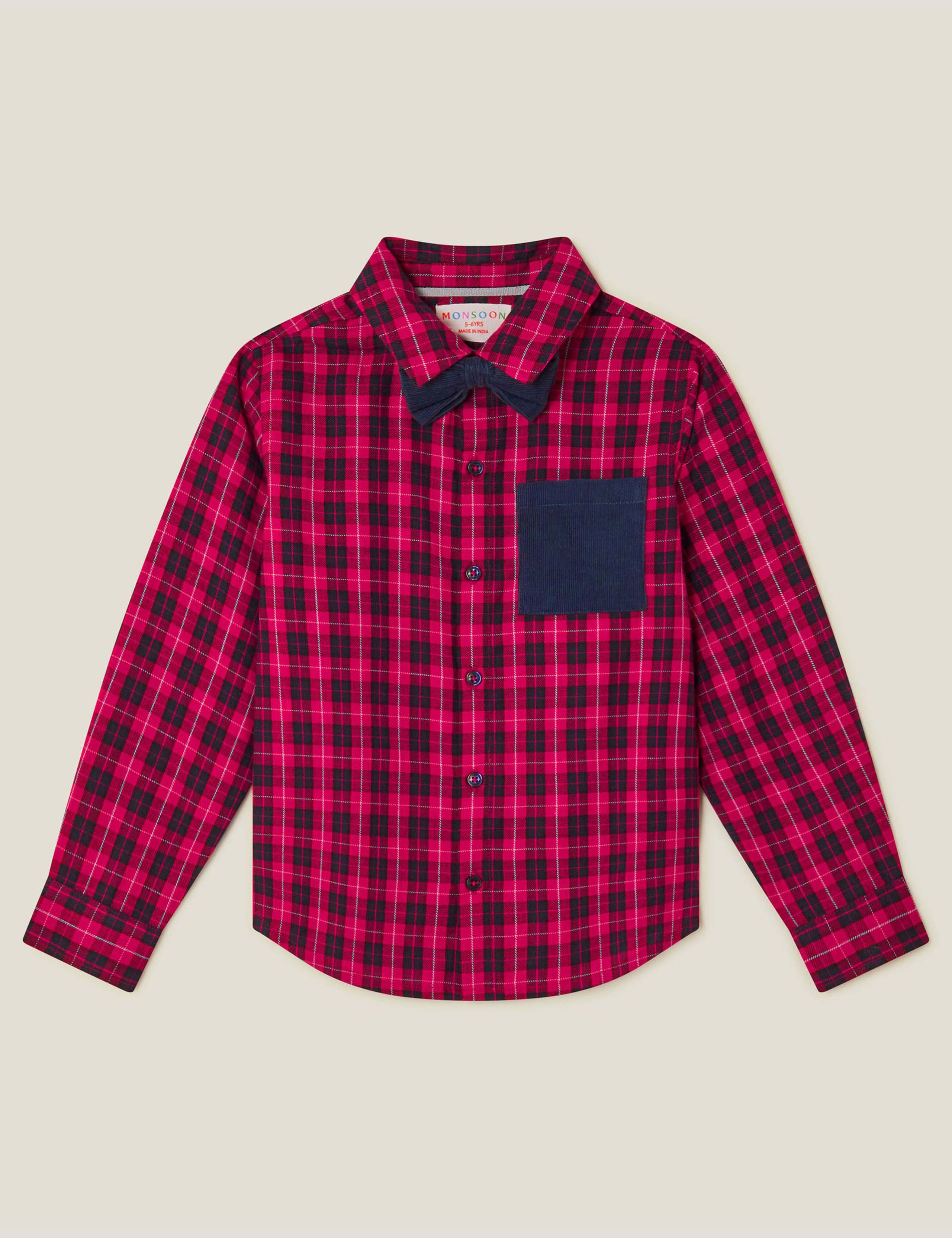 Pure Cotton Tartan Shirt and Bow Tie (2-13 Yrs)