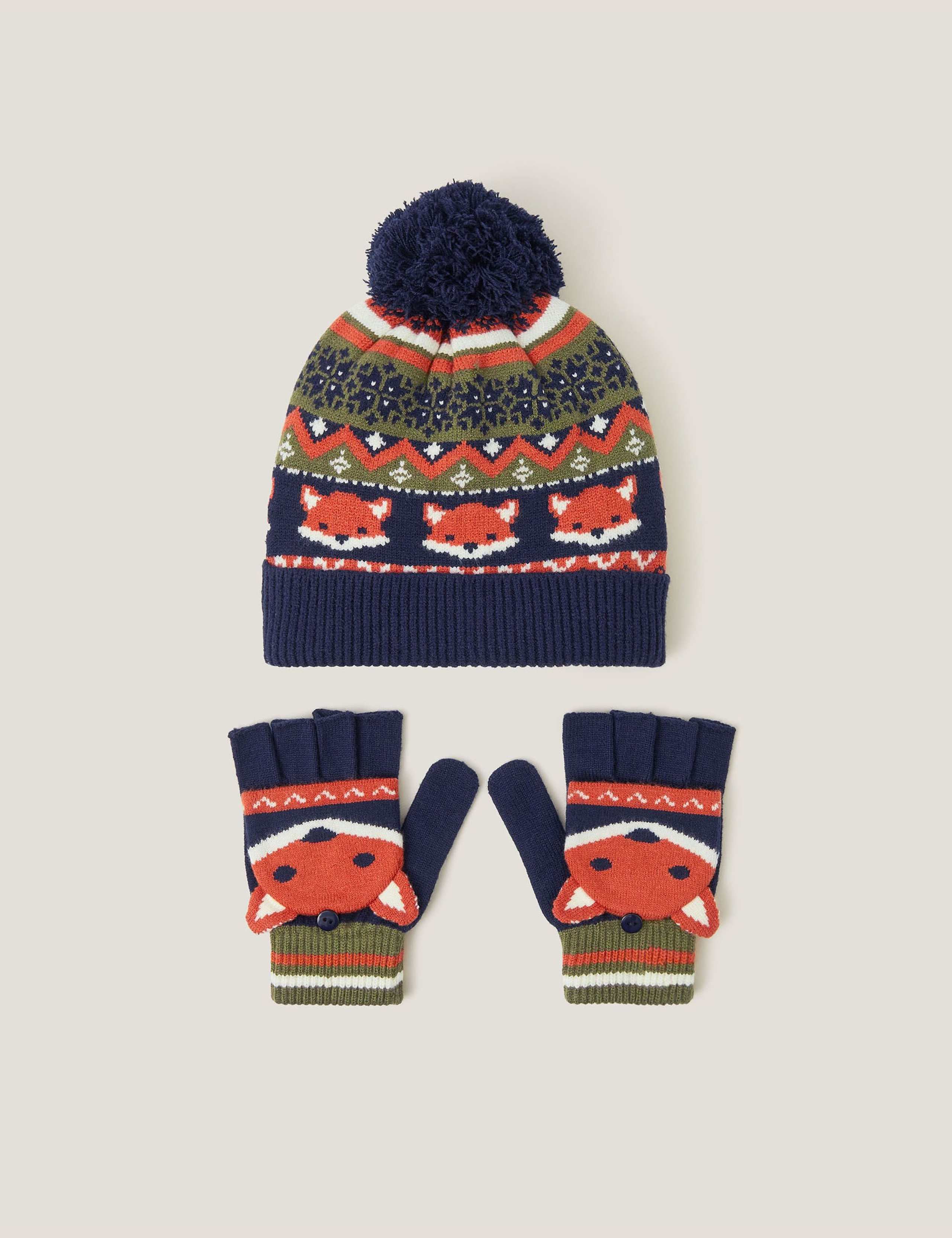 Kids' Fox Hat and Glove Set (3-10 Yrs)