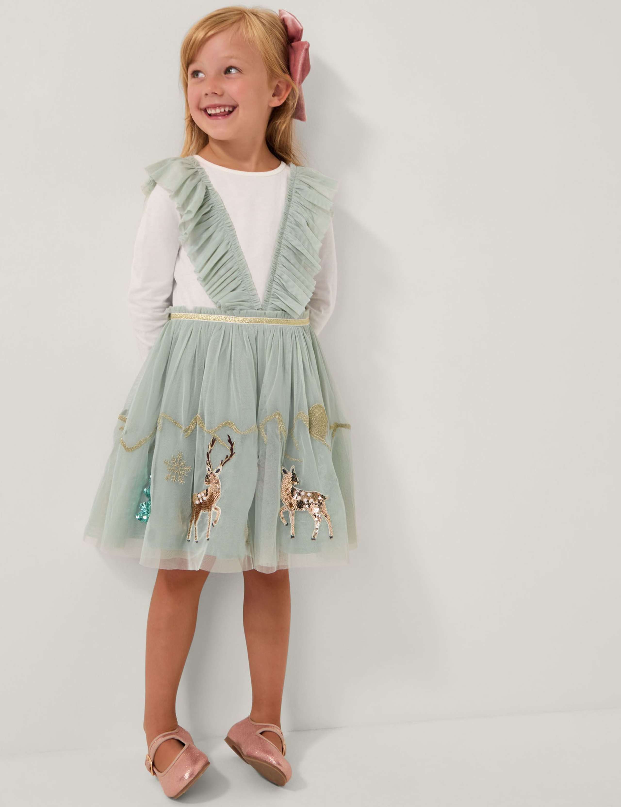 Tulle Ruffle Forest Sequin Party Dress (3-13 Yrs)