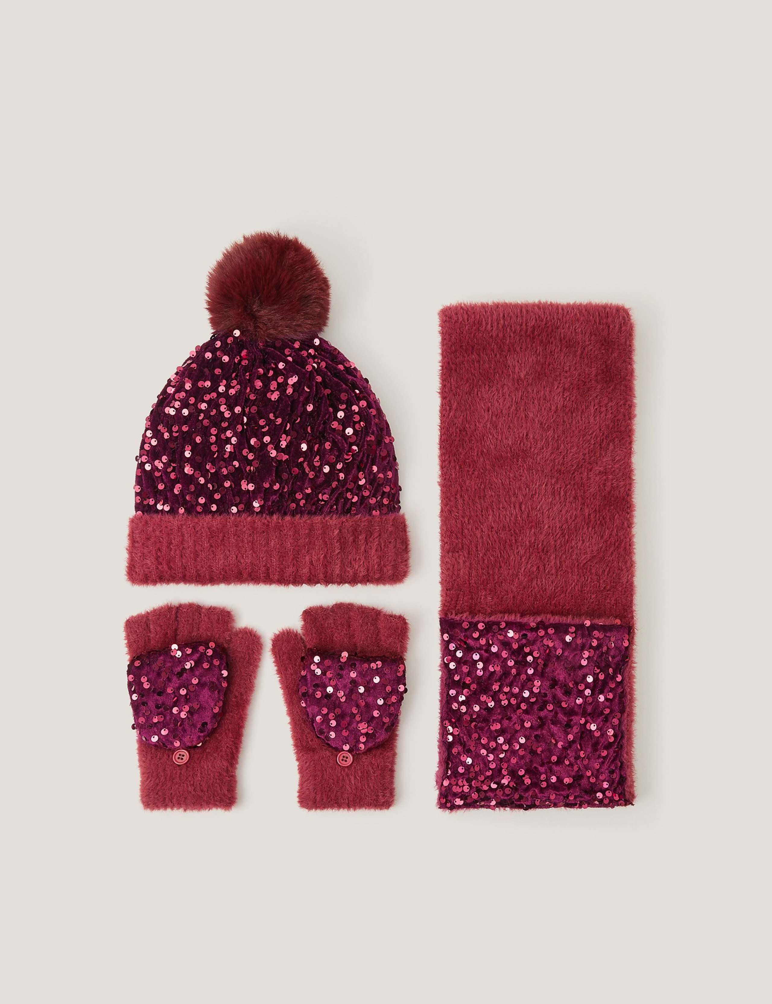 Kids' Sequin Hat and Glove Set (3-13 Yrs)