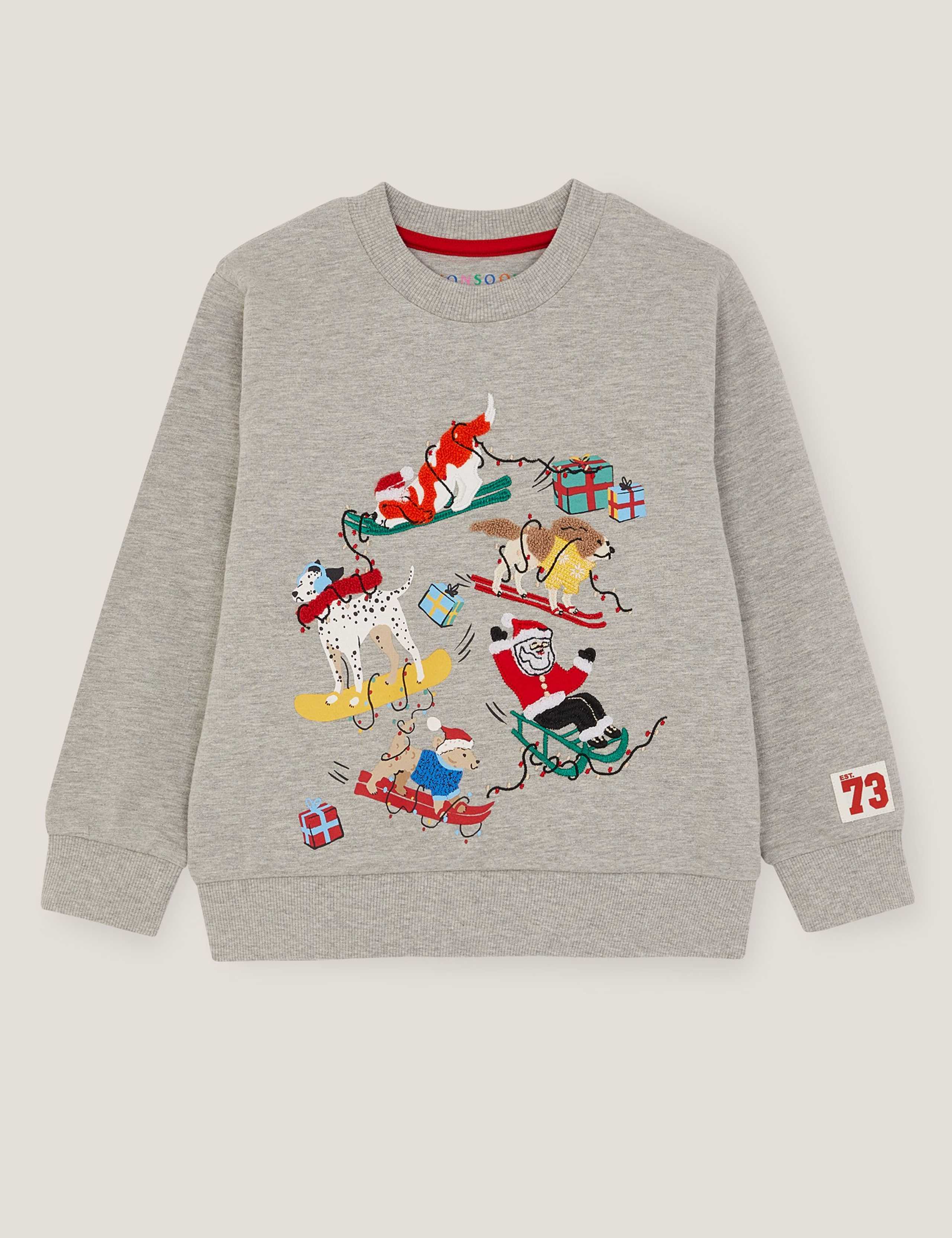 Pure Cotton Christmas Dogs Sweatshirt (2-13 Yrs)
