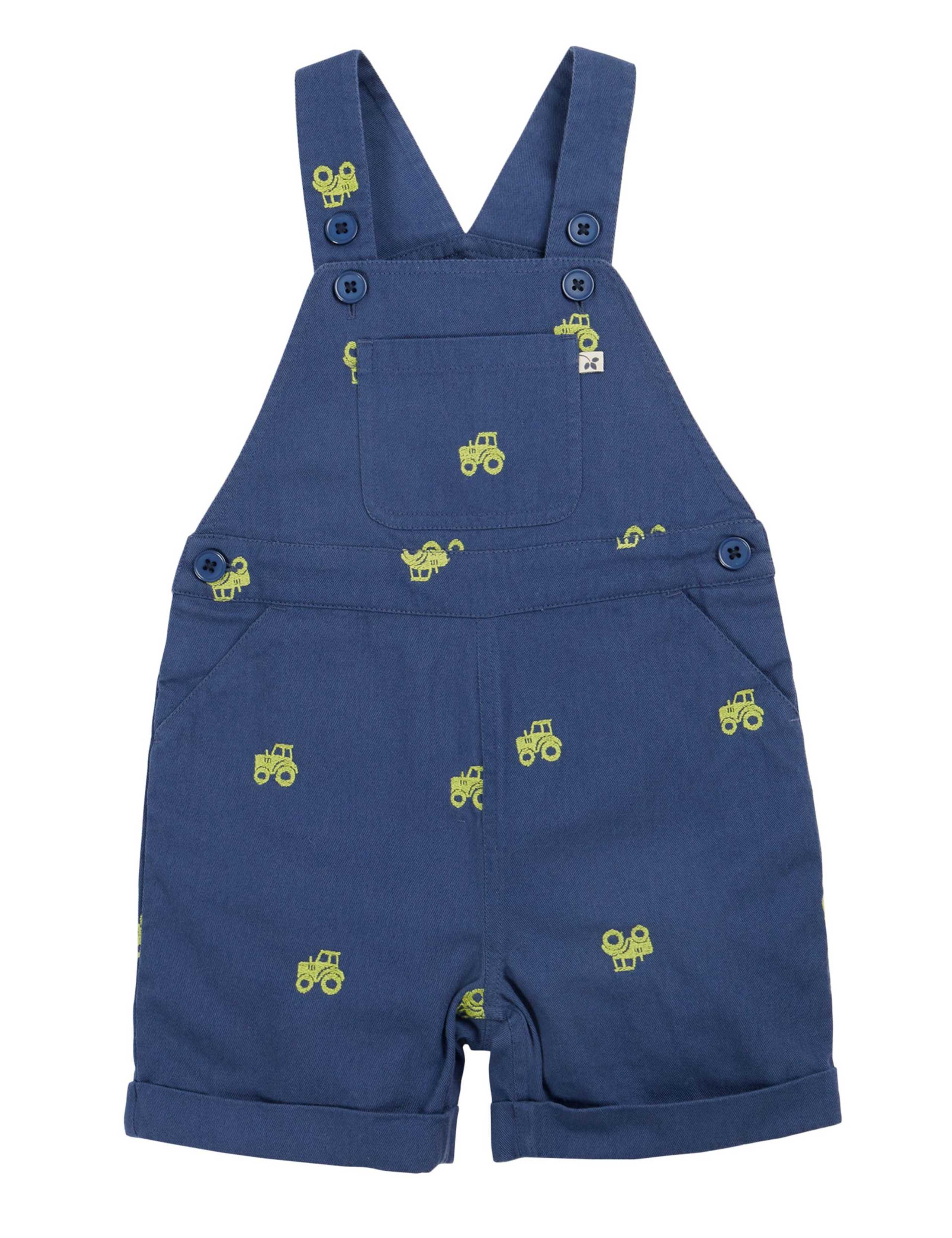 Pure Cotton Embroidered Tractor Dungarees (0-3 Yrs)