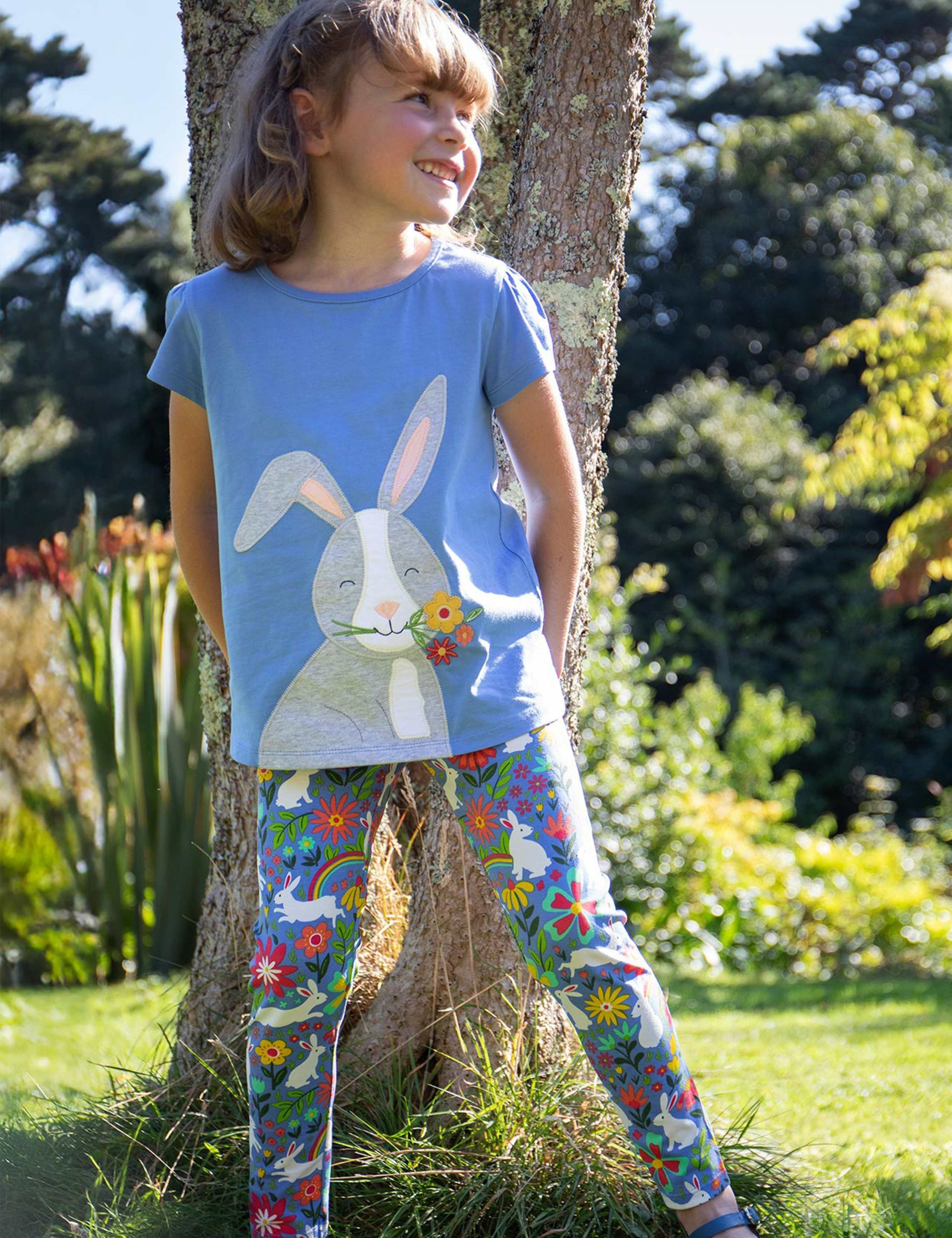 Cotton Rich Floral Bunny Print Leggings (2-10 Yrs)