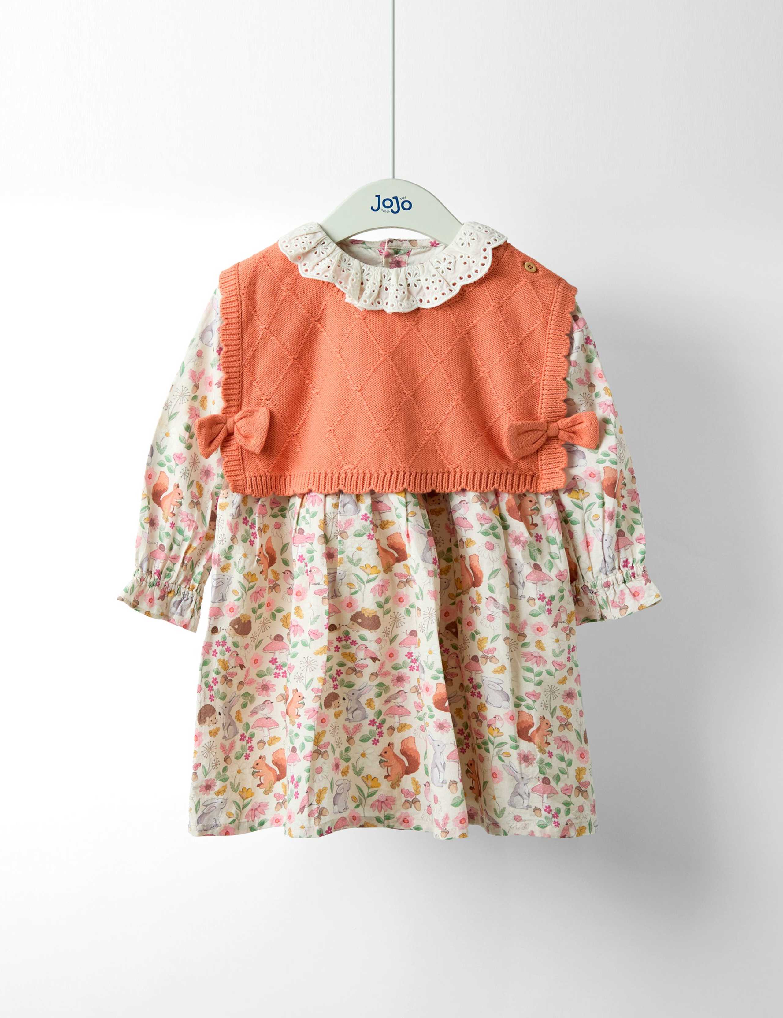 2pc Pure Cotton Dress & Knitted Vest Set (6 Mths-7 Yrs)