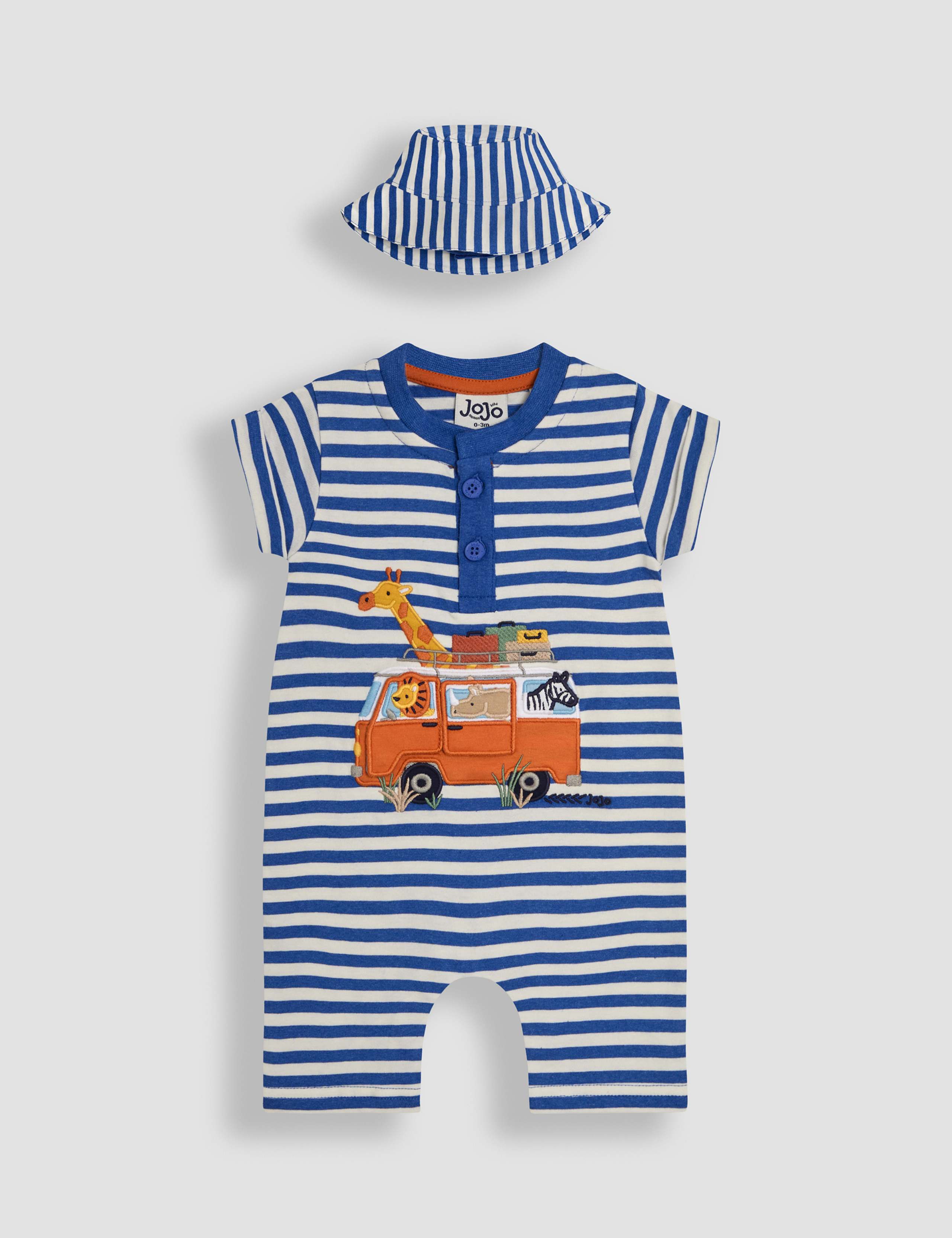 2pc Pure Cotton Safari Romper & Hat (0-24 Mths)