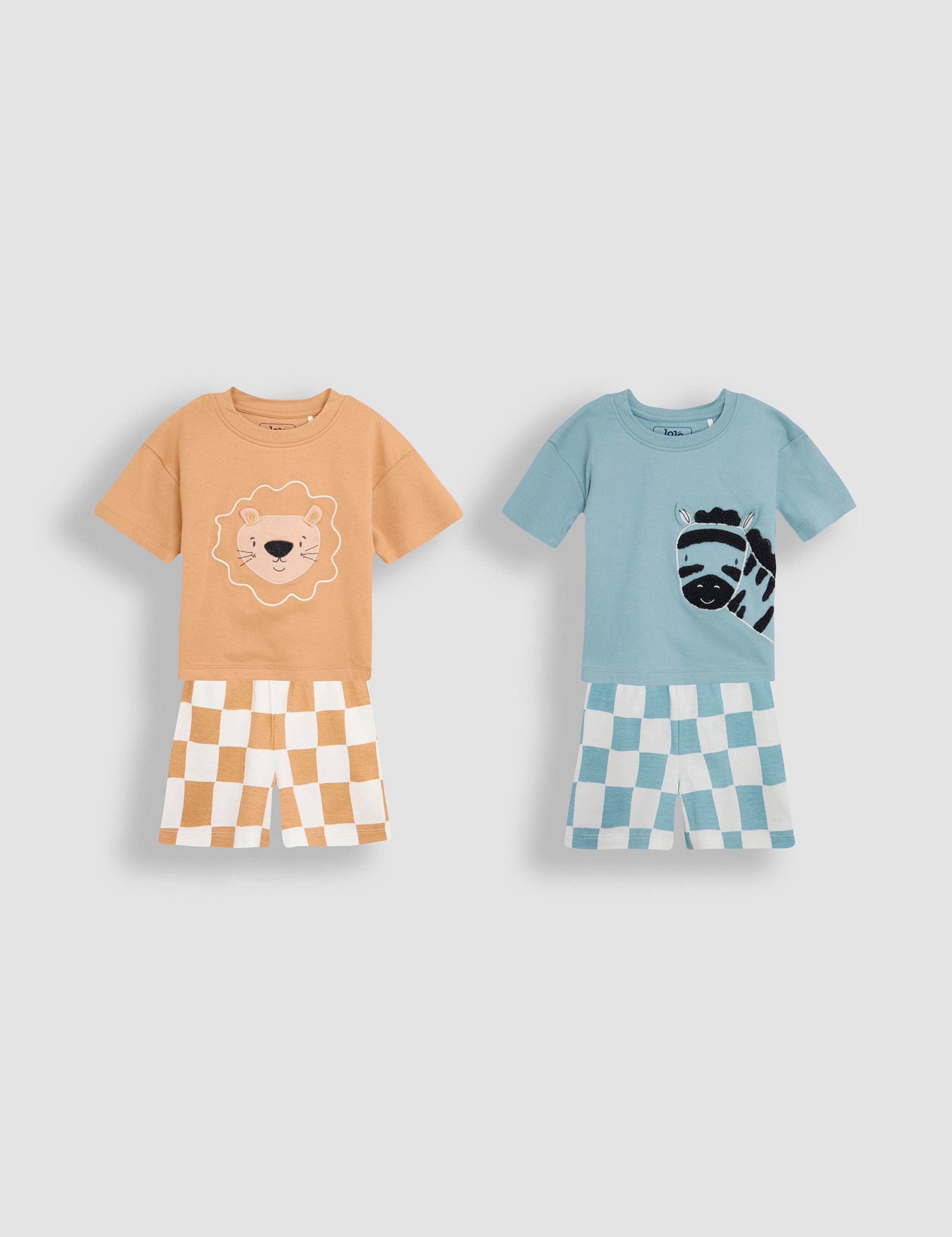 2pk Pure Cotton Safari Animal Pyjamas (1-6 Yrs)