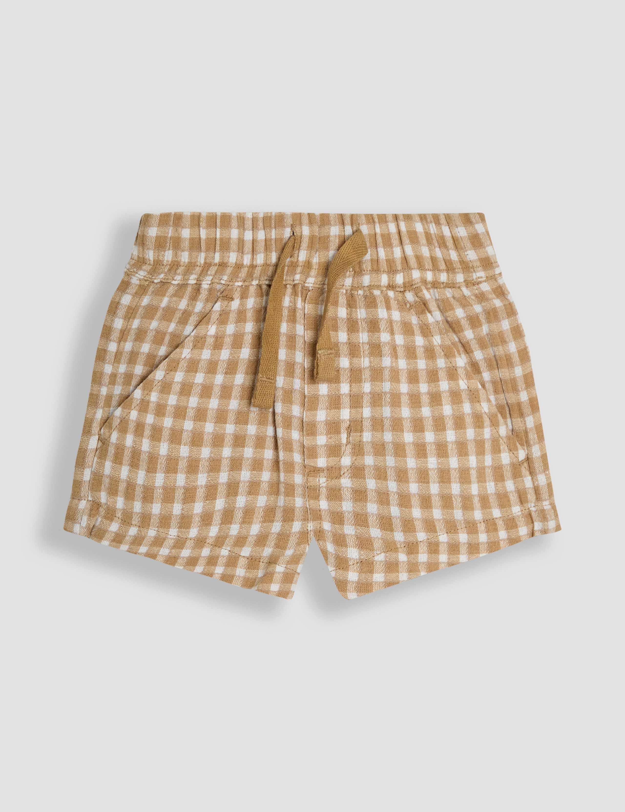 Pure Cotton Textured Gingham Shorts (0-5 Yrs)