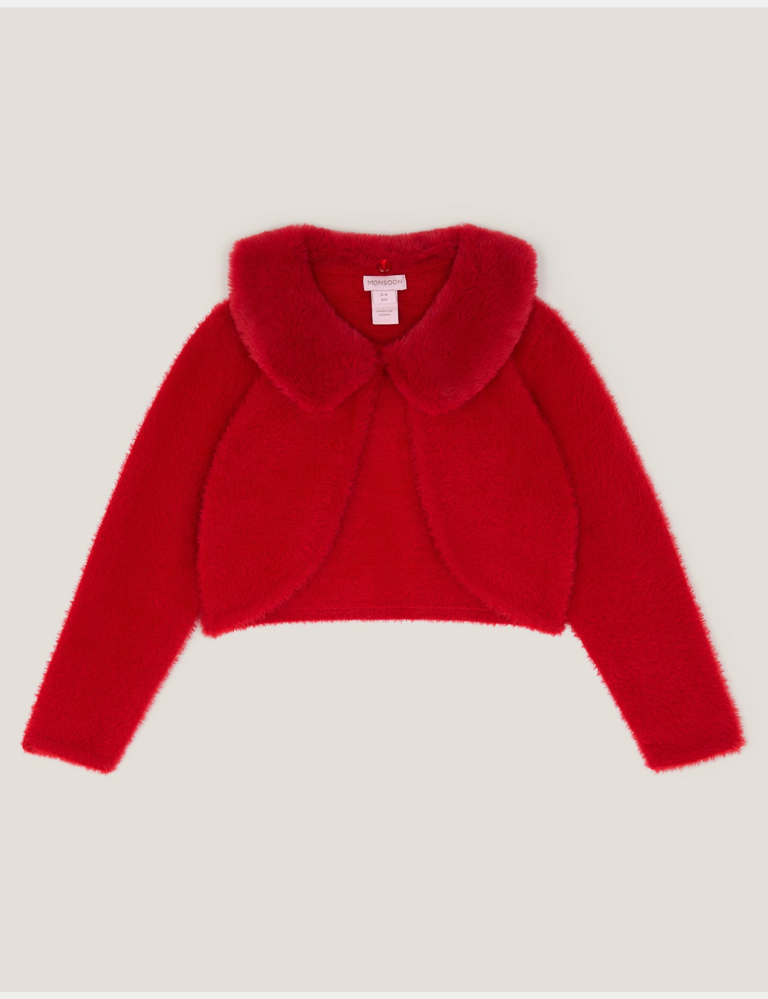 Fuzzy Knitted Detachable Collar Cardigan (0-15 Yrs)