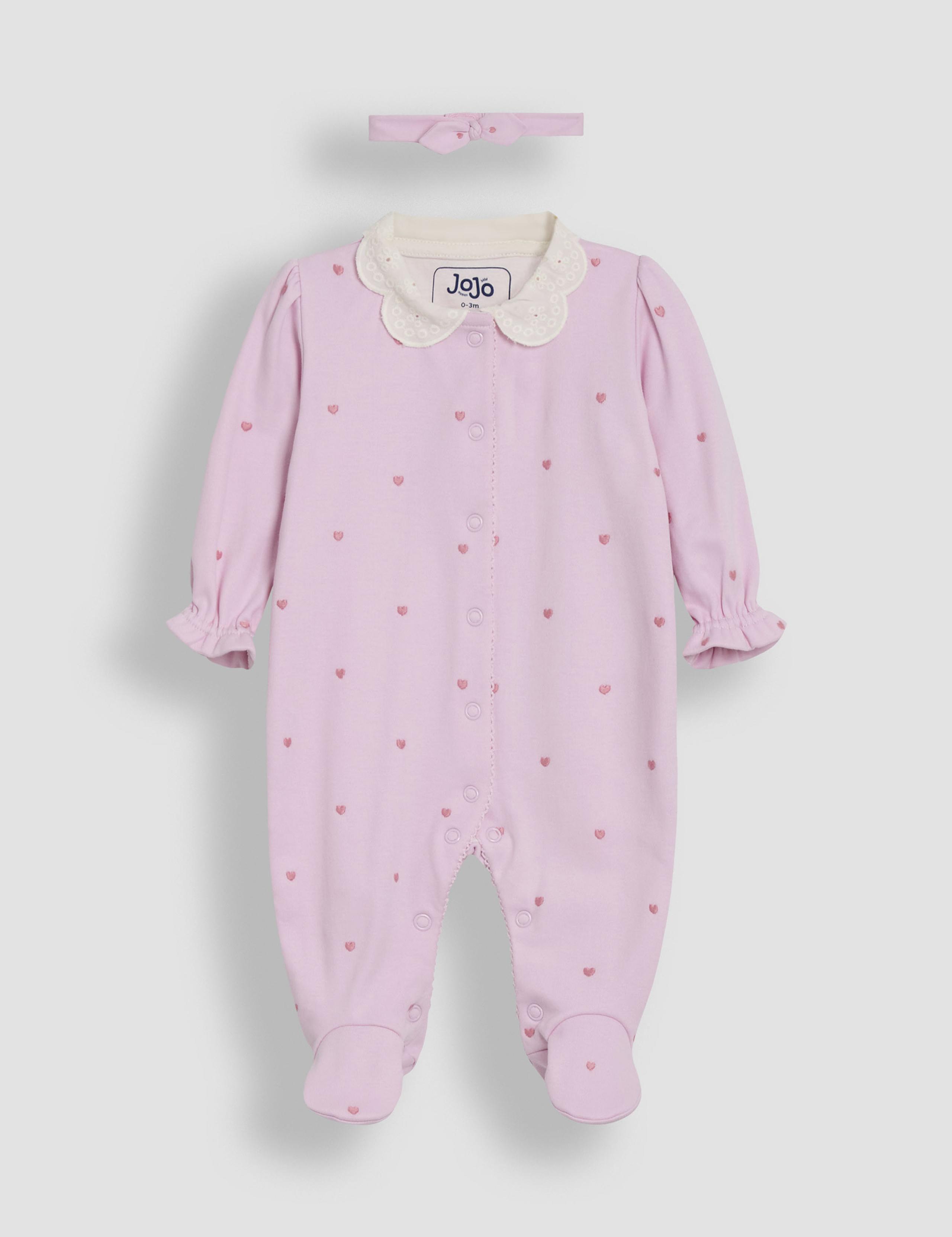 2pc Pure Cotton Heart Sleepsuit Set (Newborn - 12 Mths)