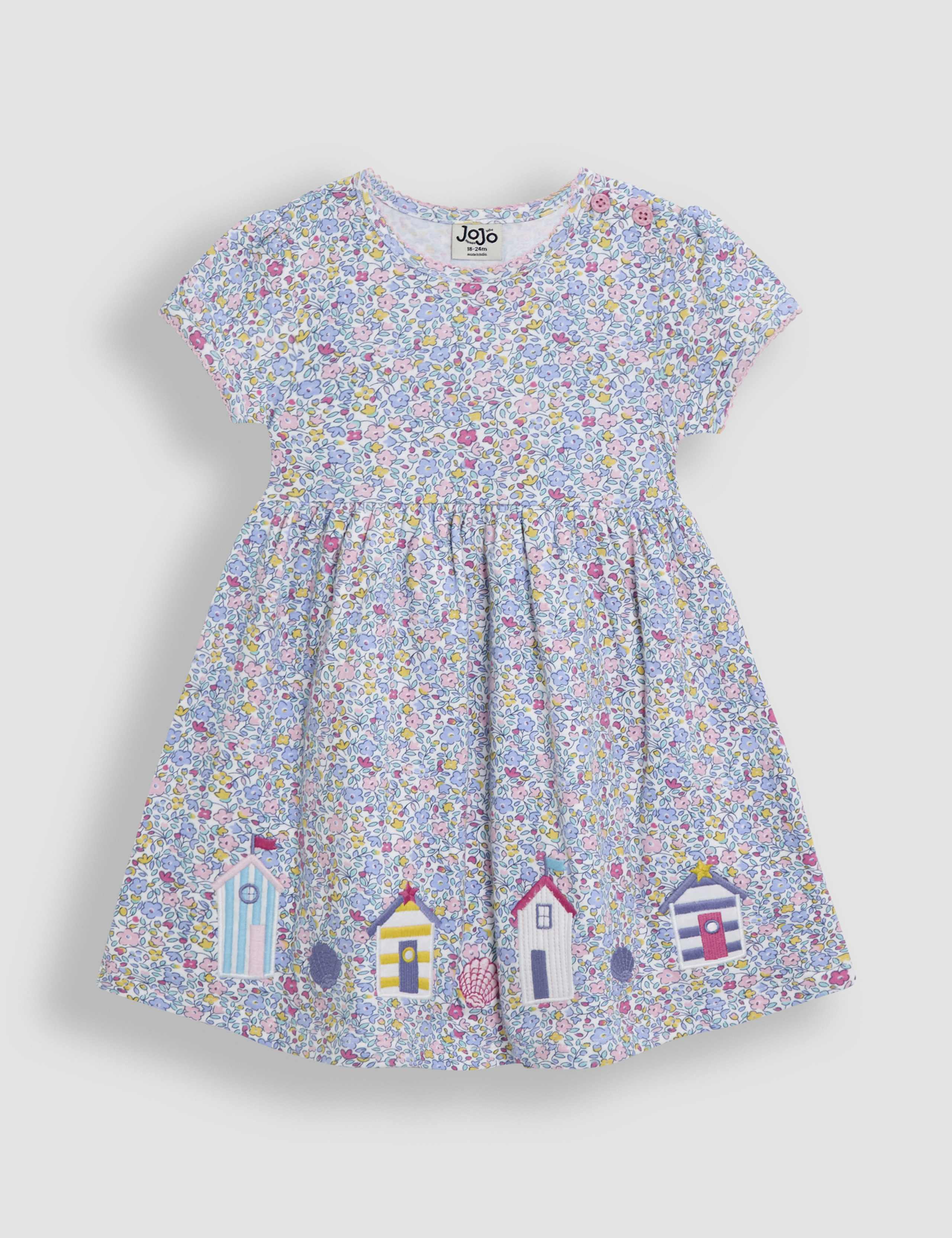 Pure Cotton Beach Hut Applique Floral Dress (6 Mths-5 Yrs)