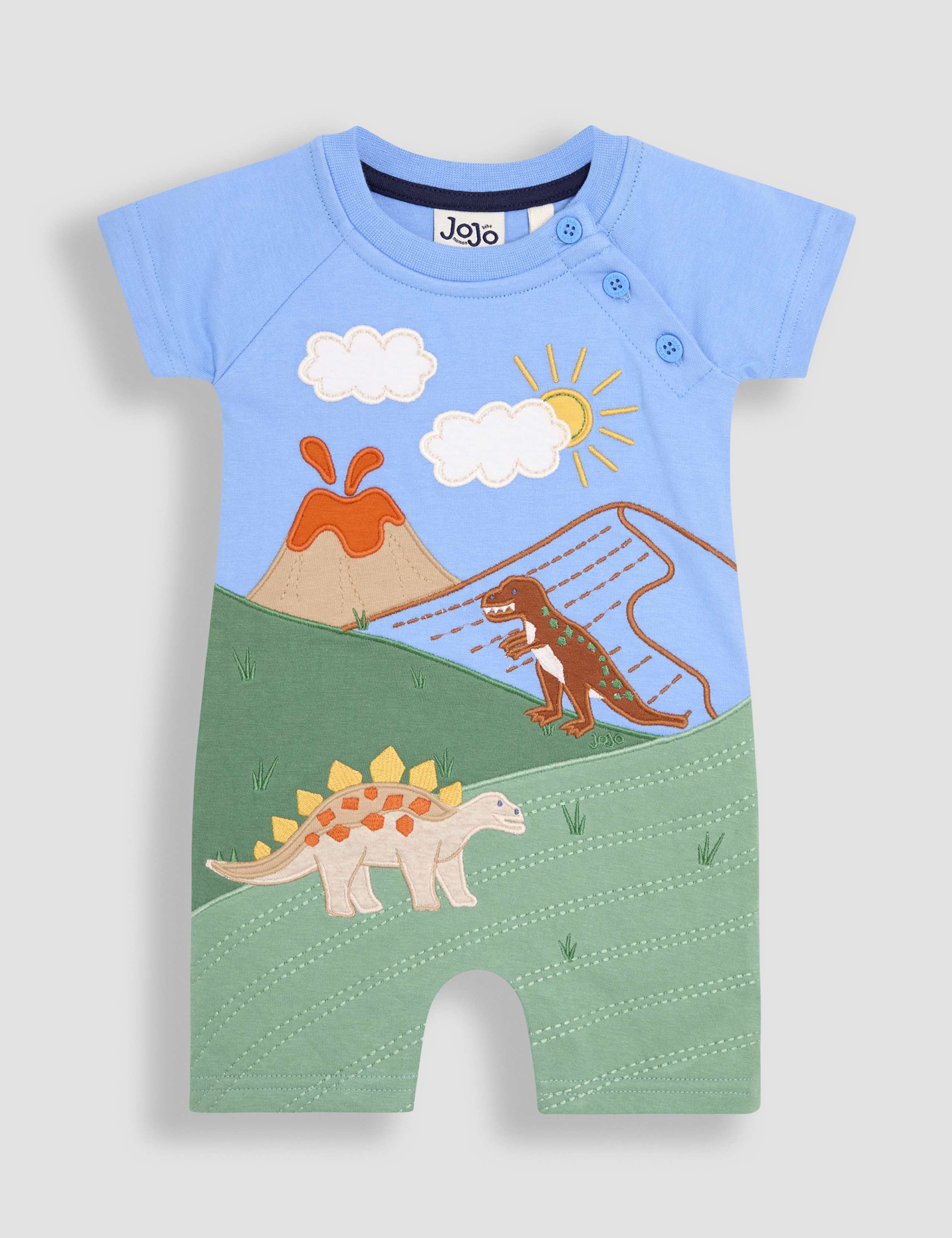 Pure Cotton Dinosaur Applique Romper (0-24 Mths)