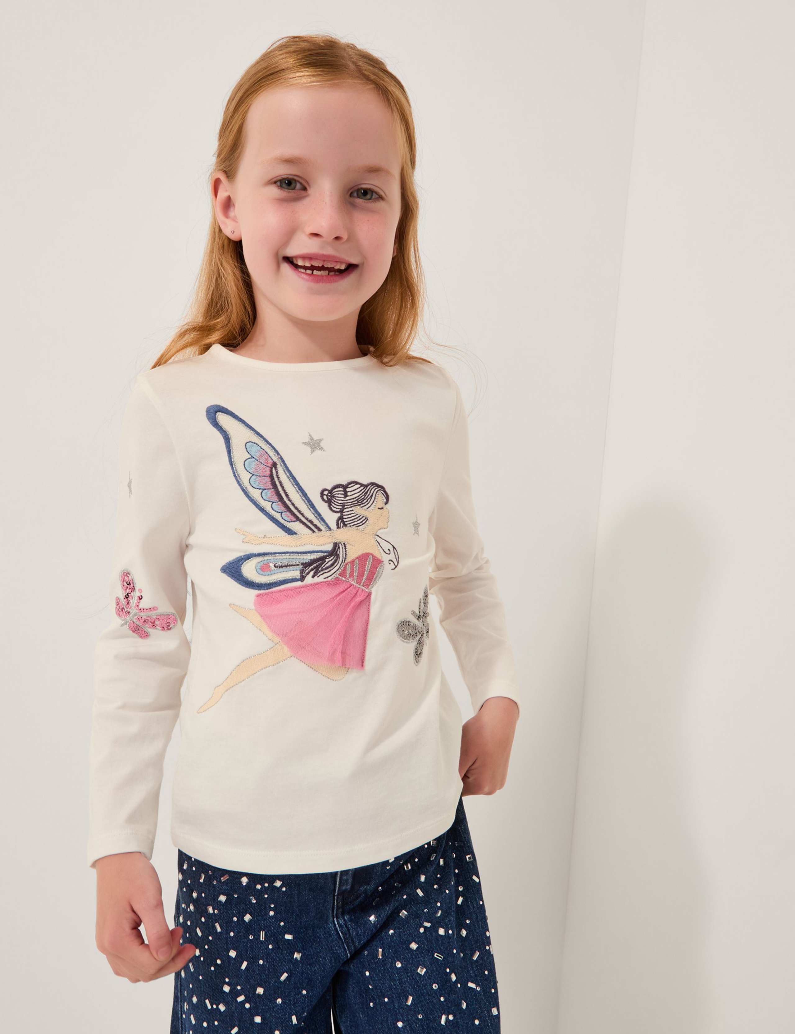 Pure Cotton Fairy Embroidered T-Shirt (3-13 Yrs)