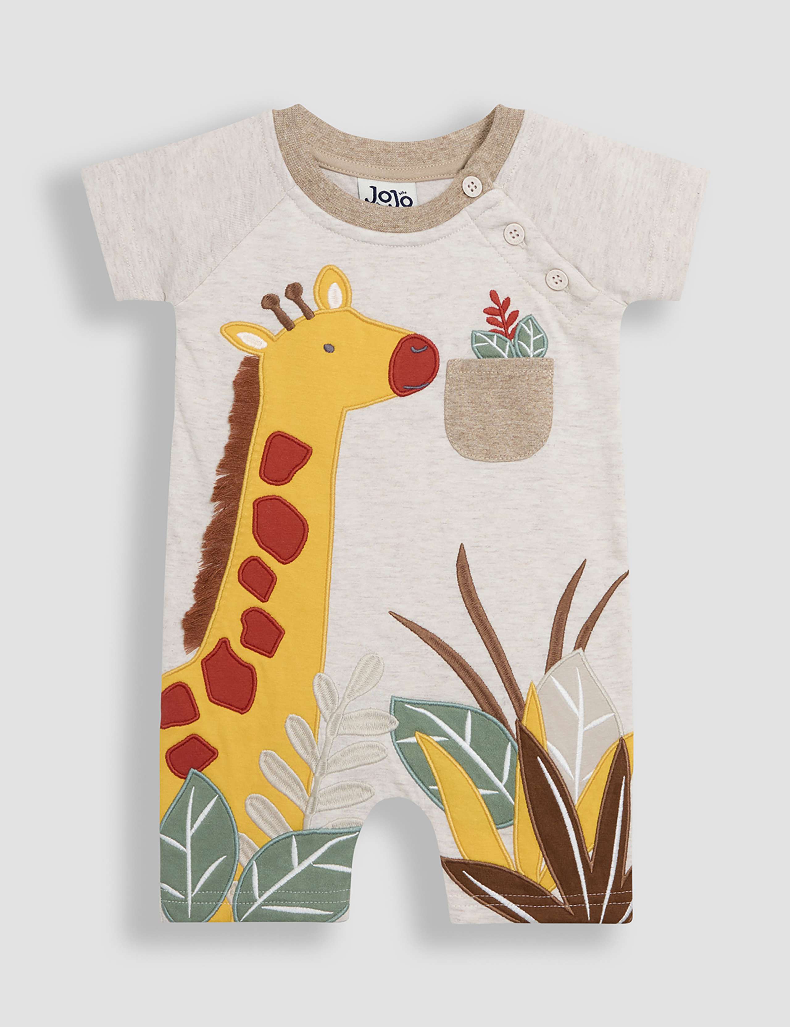 Pure Cotton Giraffe Applique Romper (0-24 Mths)