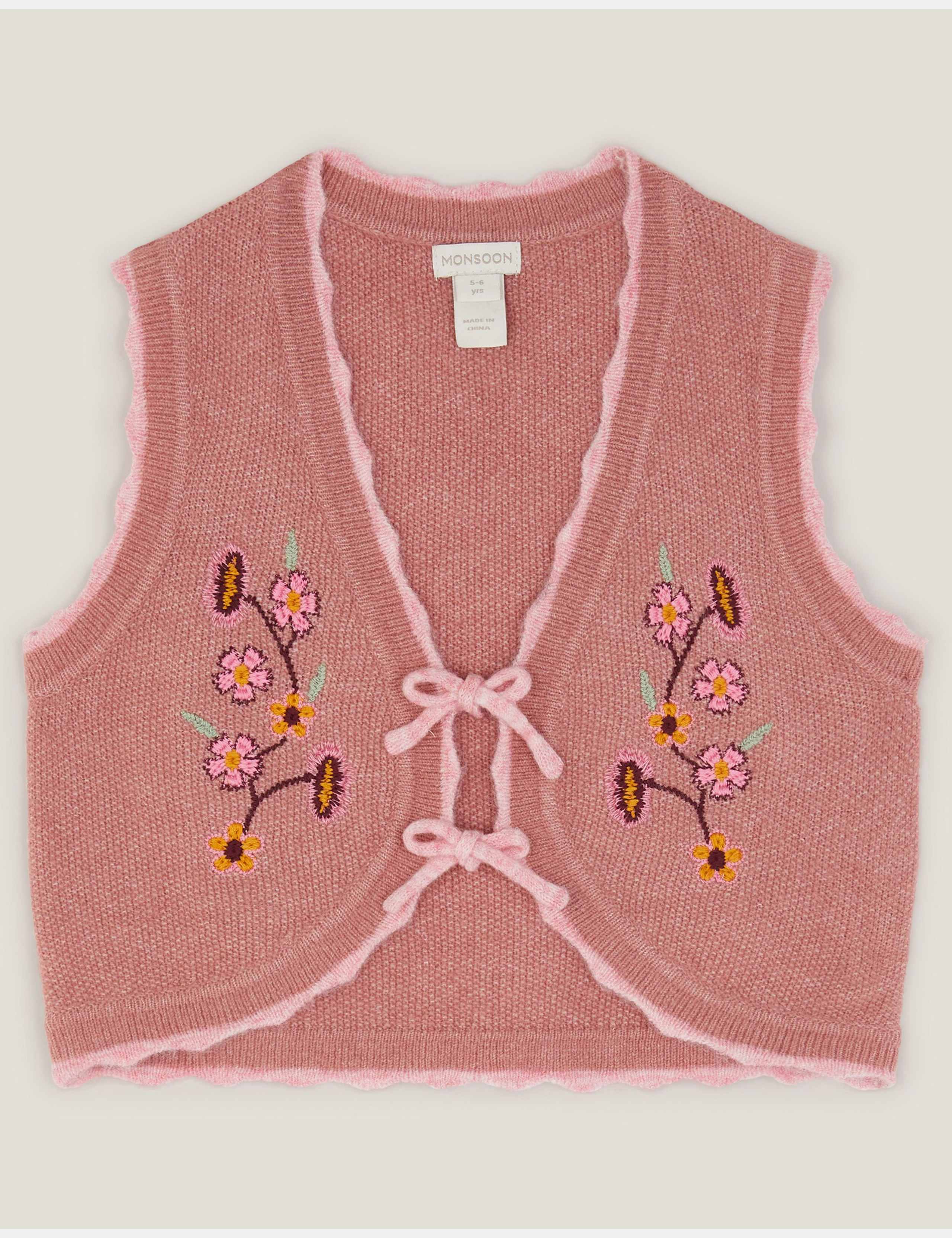 Floral Embroidered Knitted Waistcoat (3-13 Yrs)
