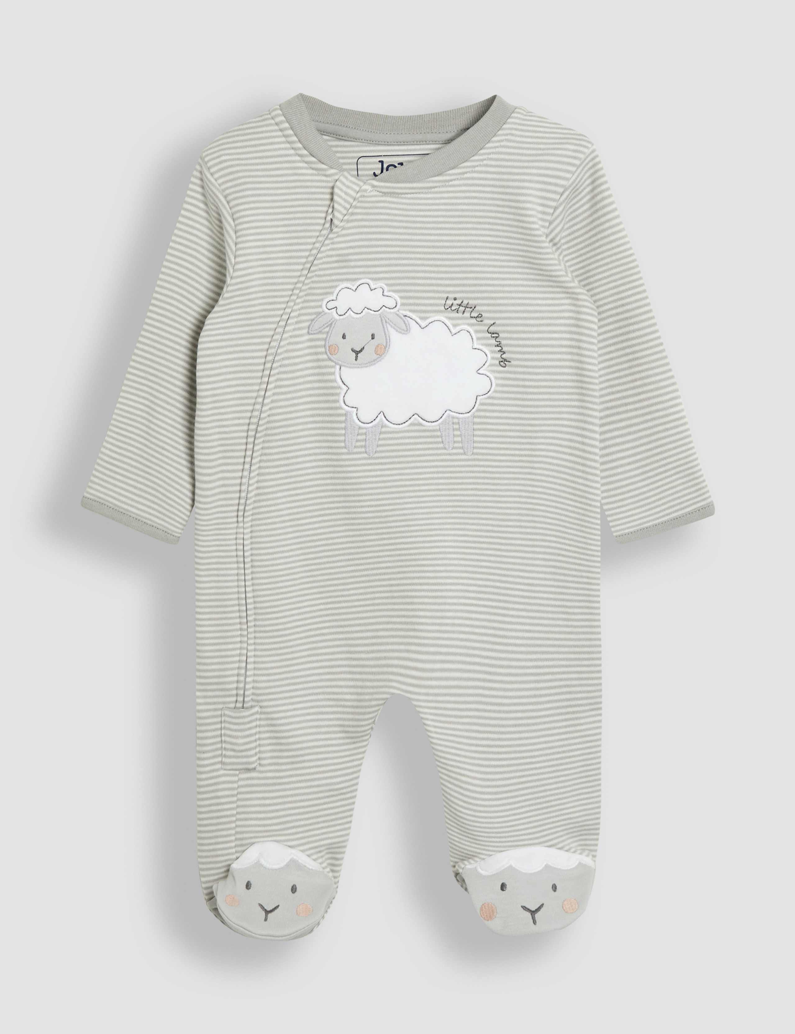 Pure Cotton Little Lamb Appliqué Sleepsuit (Newborn - 12 Mths)