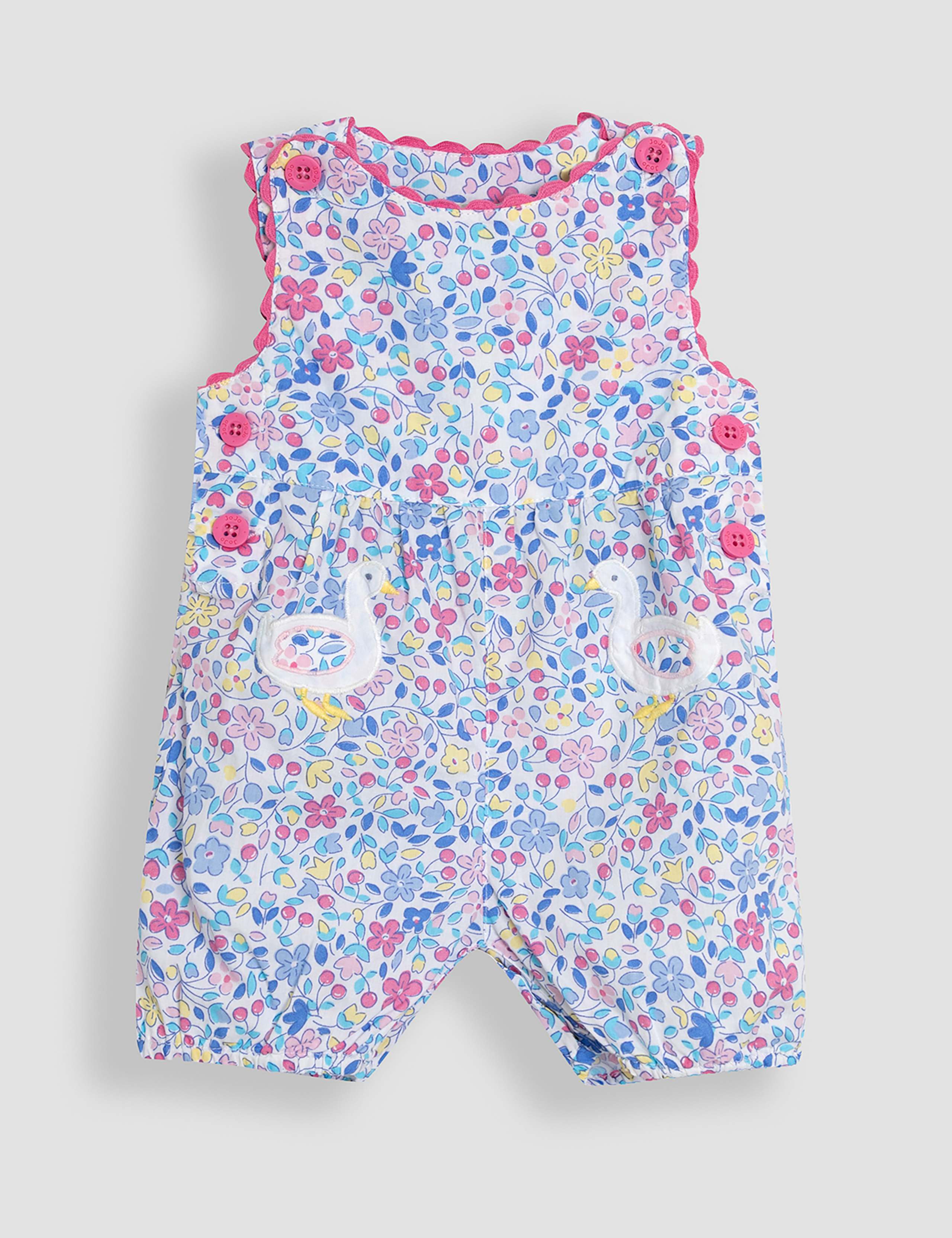Pure Cotton Floral Duckling Dungarees (0-24 Mths)