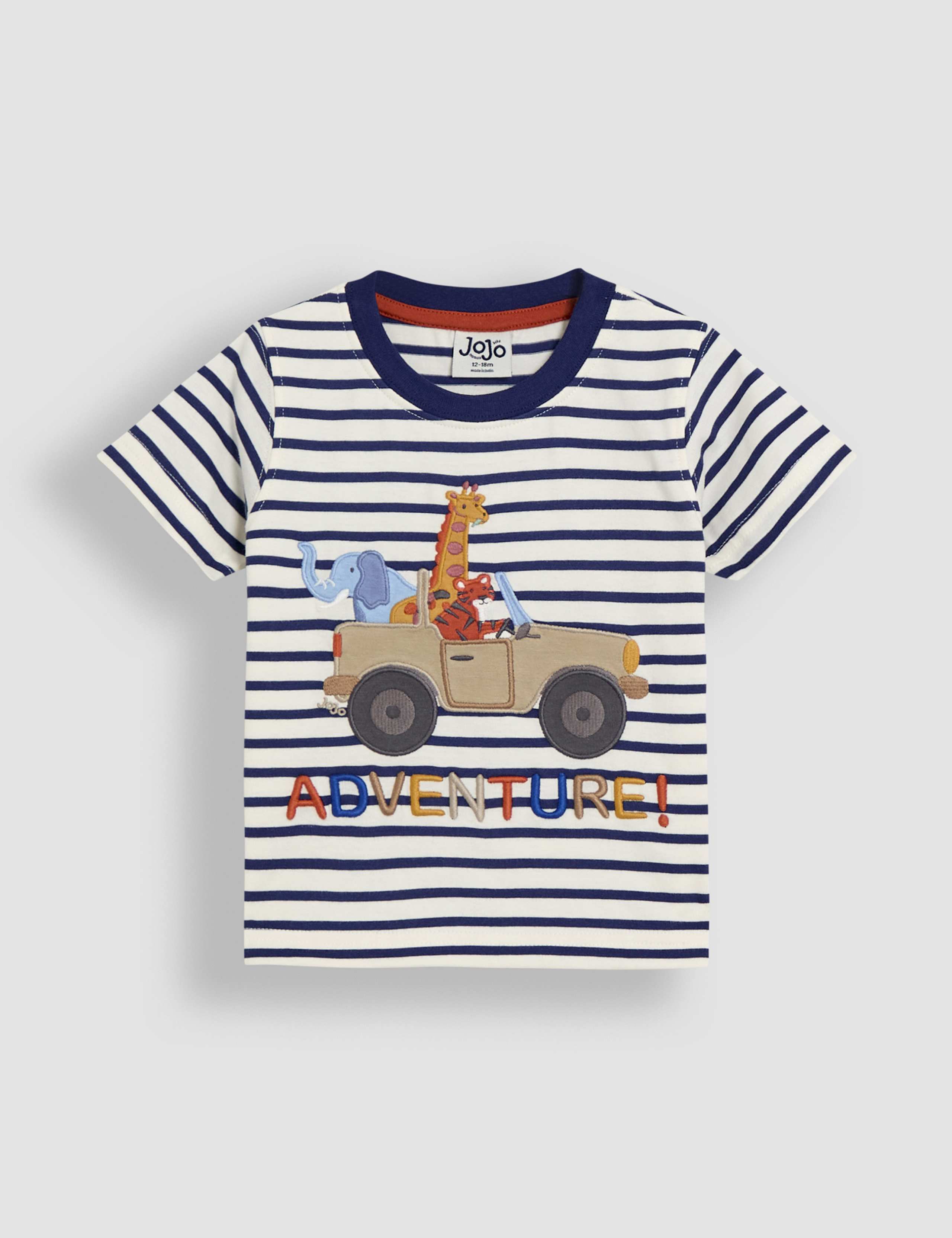 Pure Cotton Striped Appliqué Safari T-Shirt (0-5 Yrs)