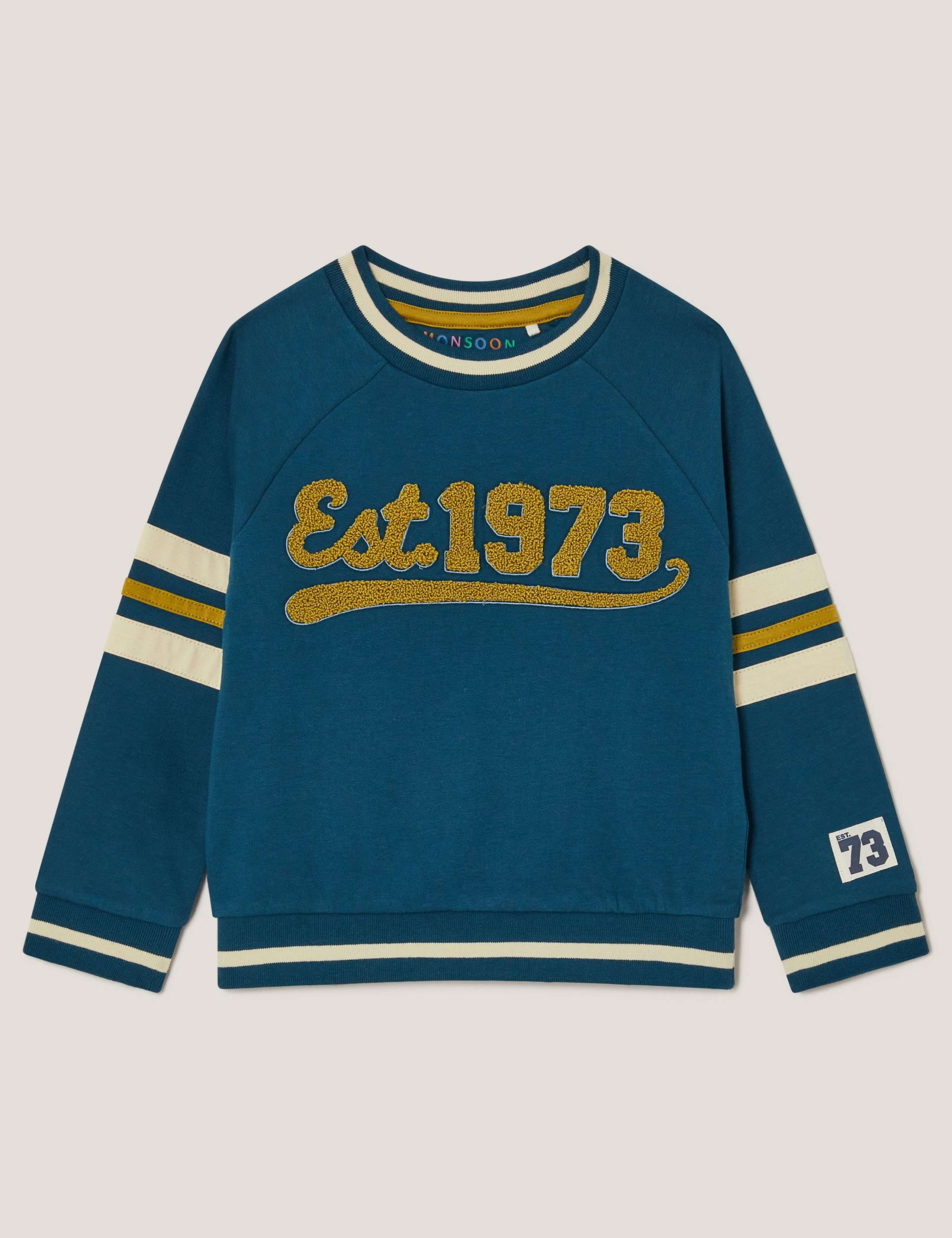 Pure Cotton Varsity Leopard Sweatshirt (3-13 Yrs)