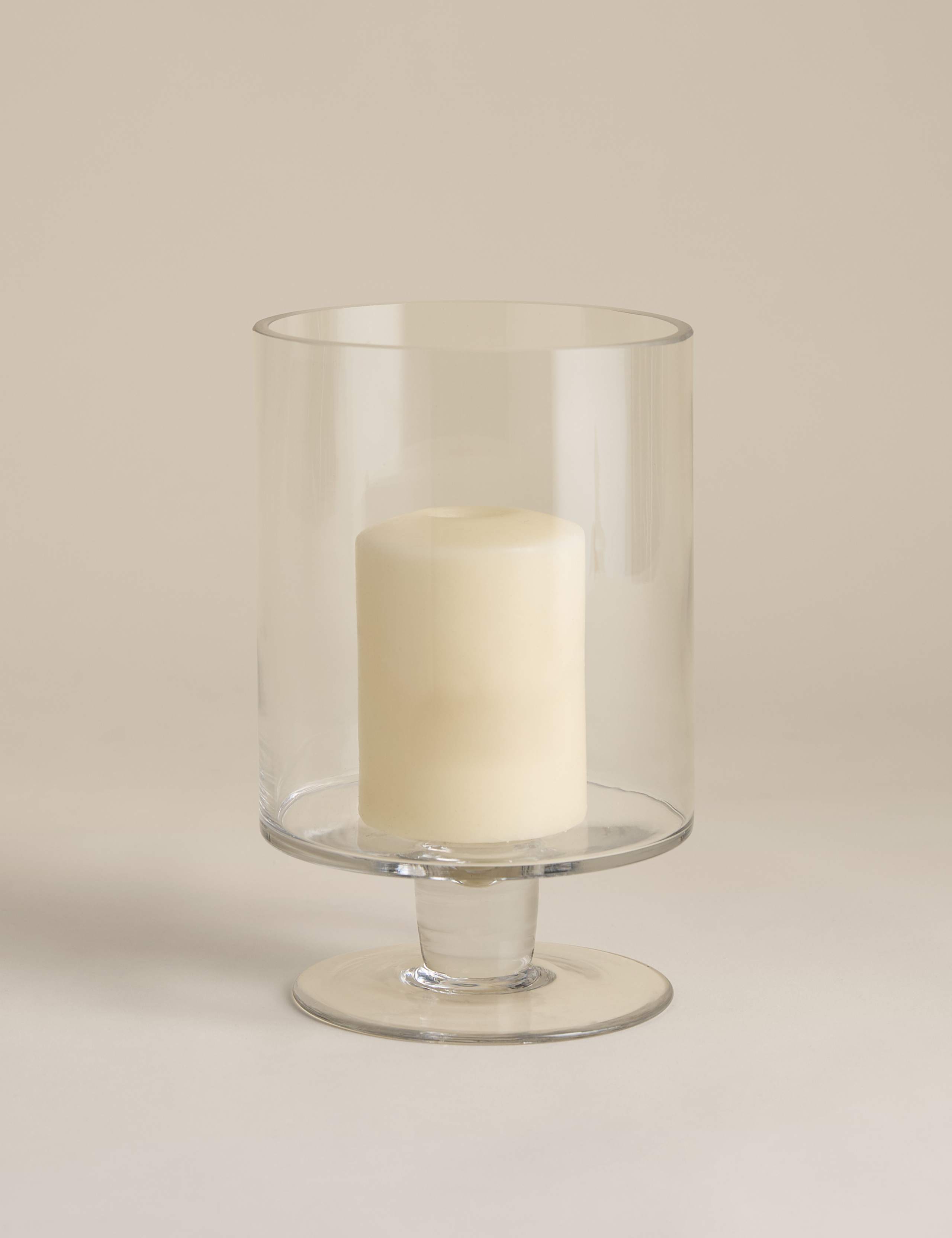 Glass Footed Small Hurricane Candle Holder