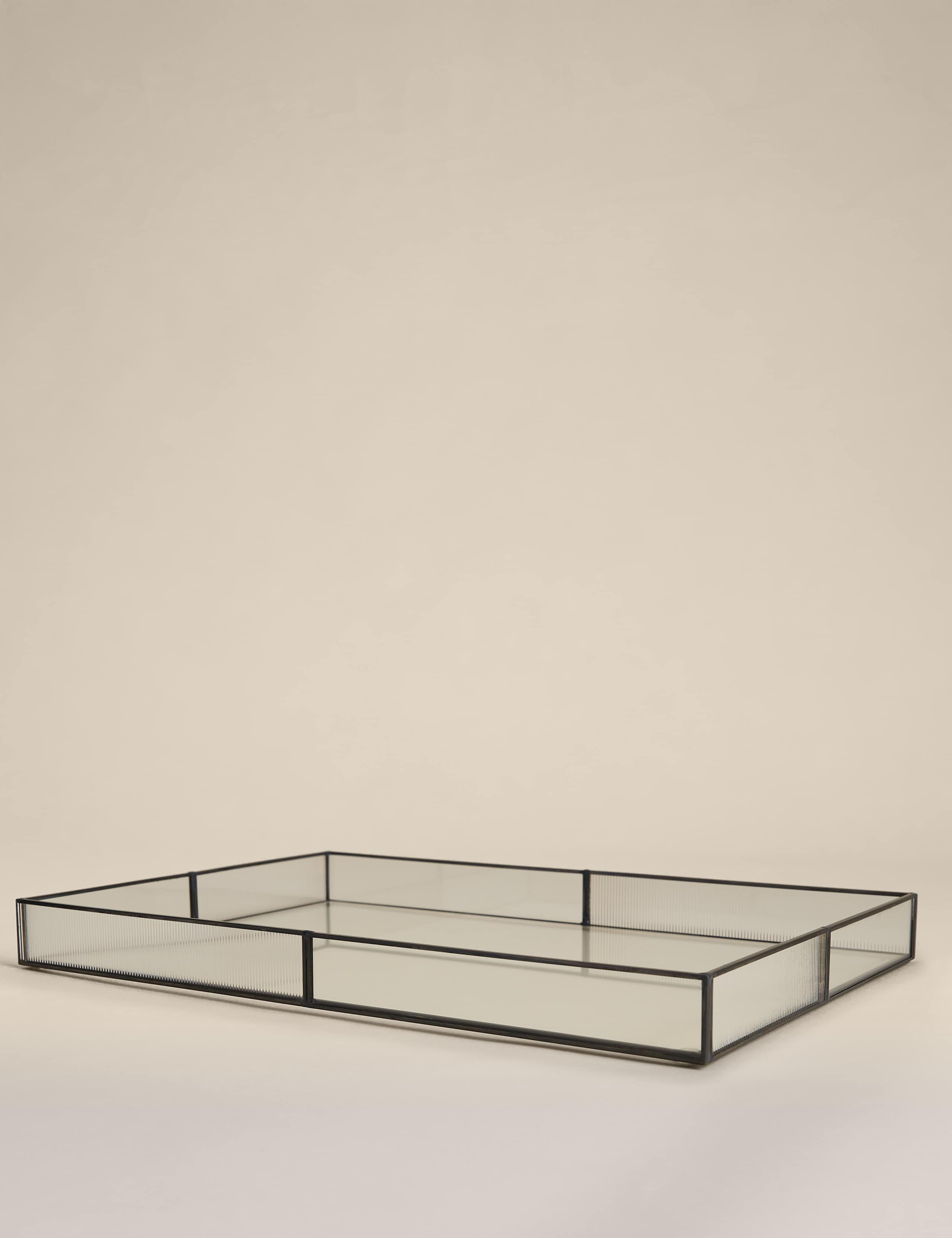 Large Ribbed Glass Trinket Tray