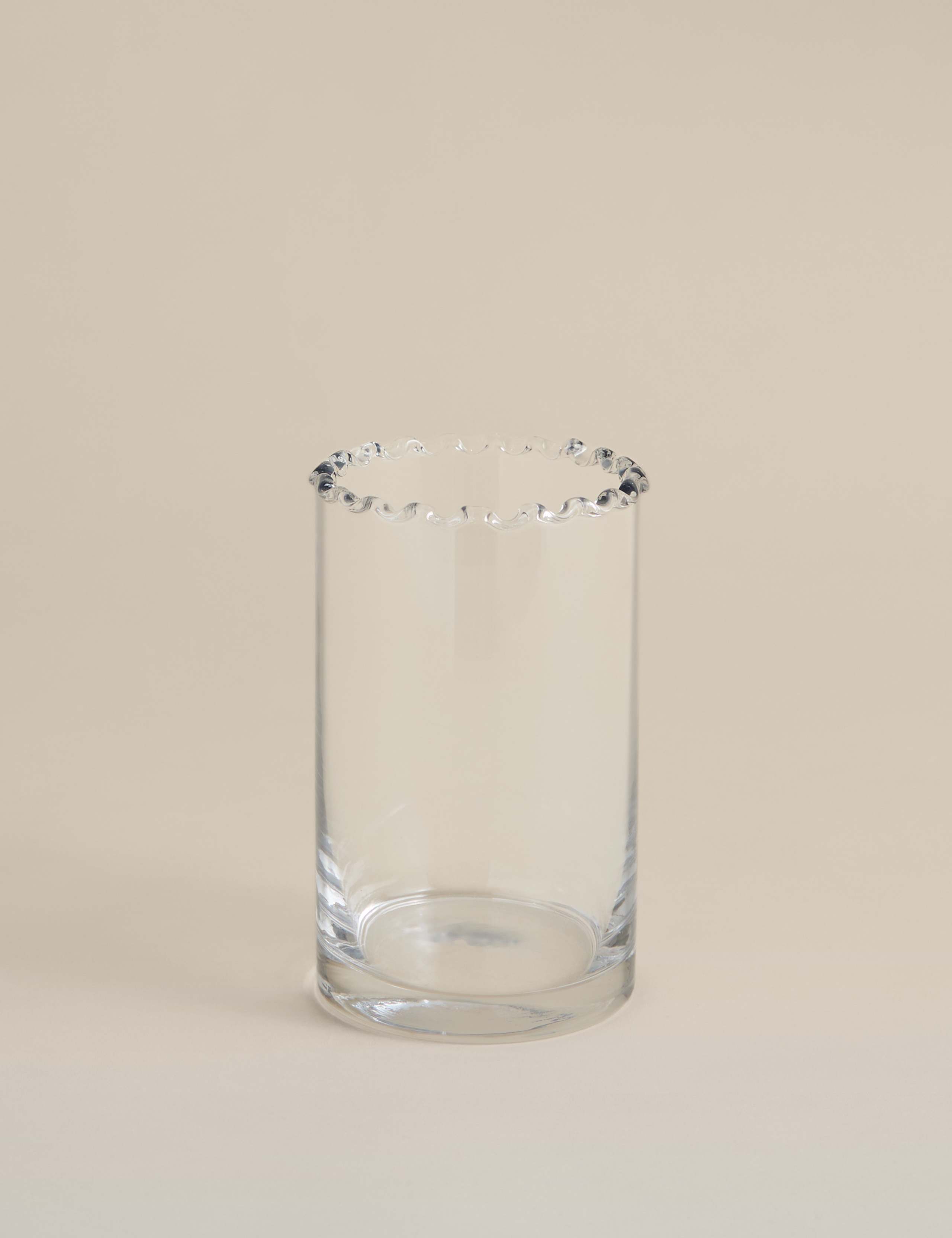 Small Cylinder Frill Top Glass Vase