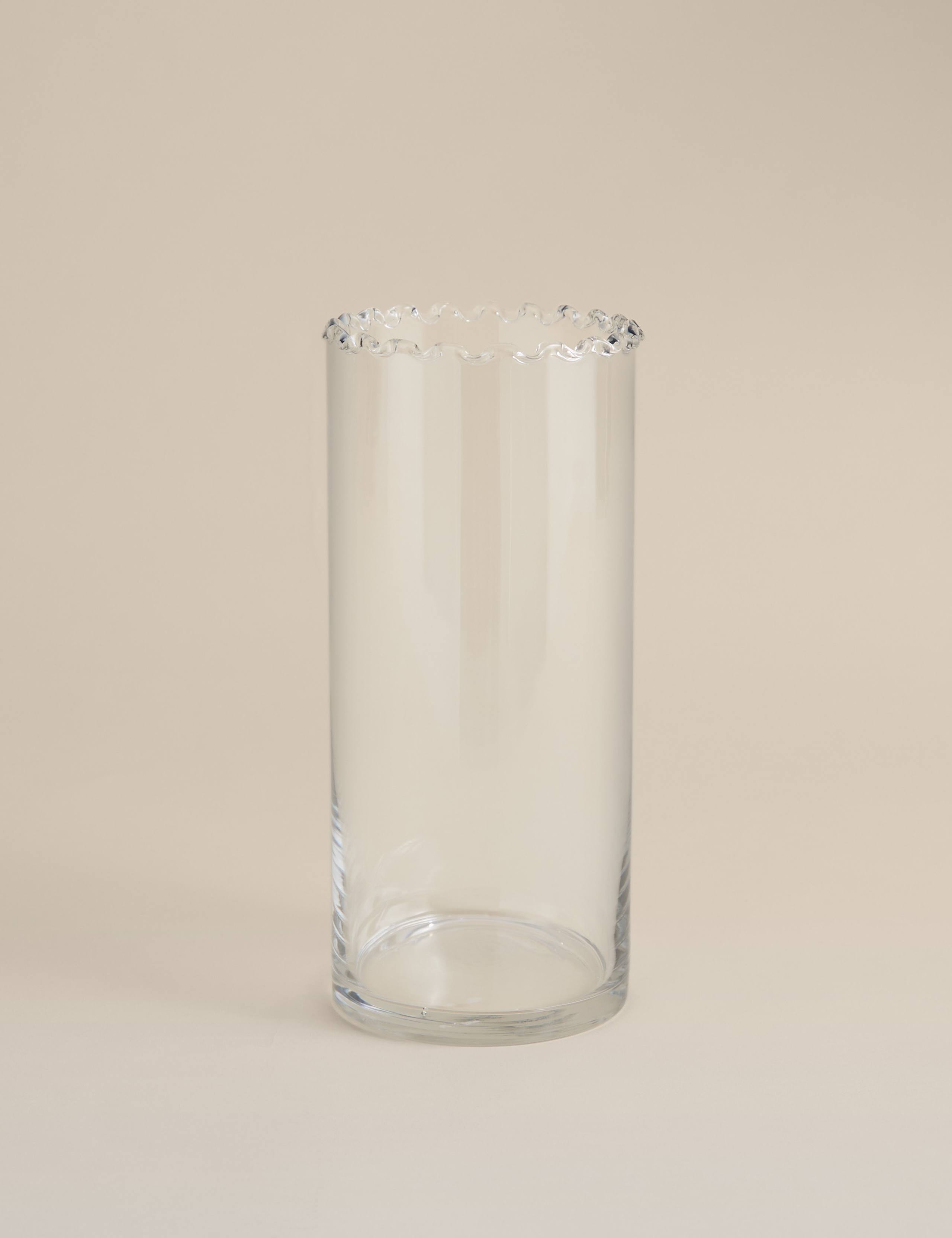 Medium Cylinder Frill Top Glass Vase