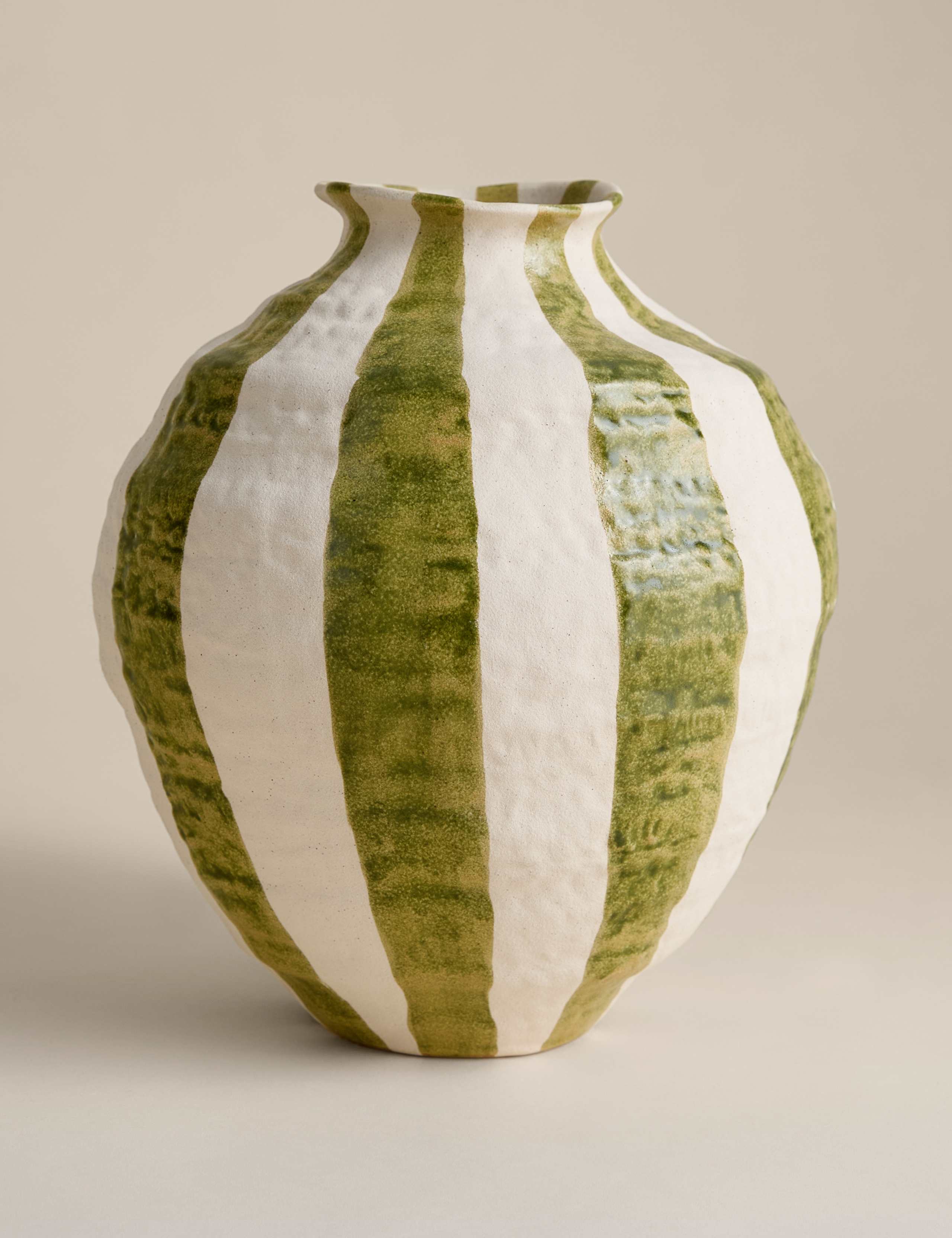 Striped Textured Ceramic Vase