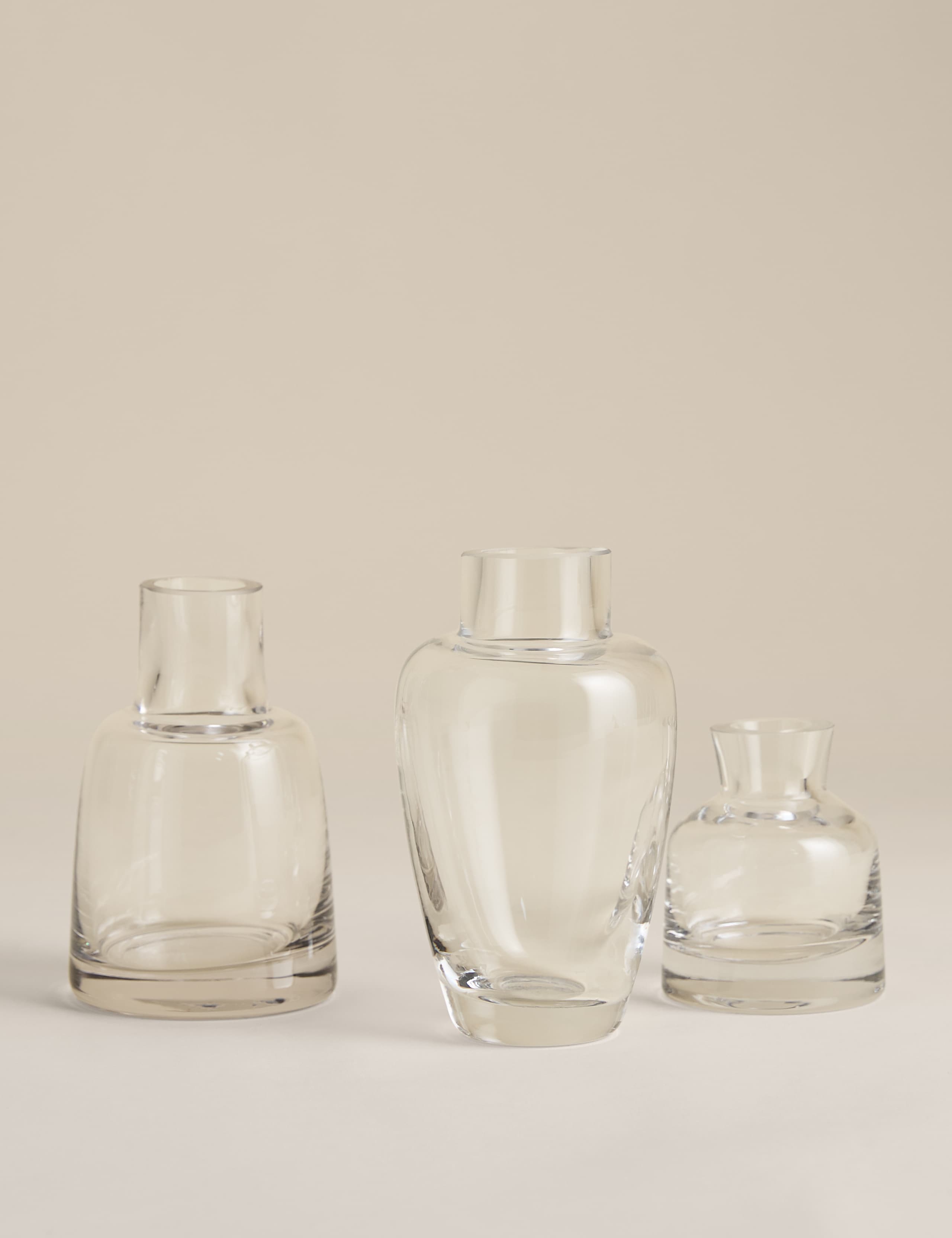 Set of 3 Clear Glass Bottle Vases