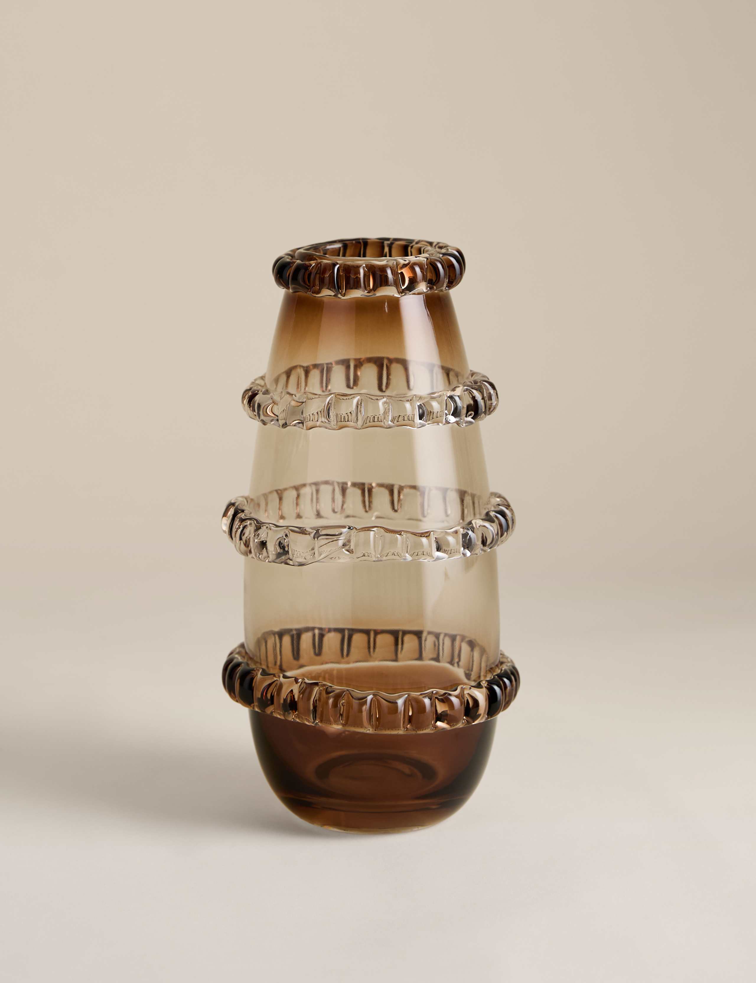 Smoked Glass Textured Frill Vase