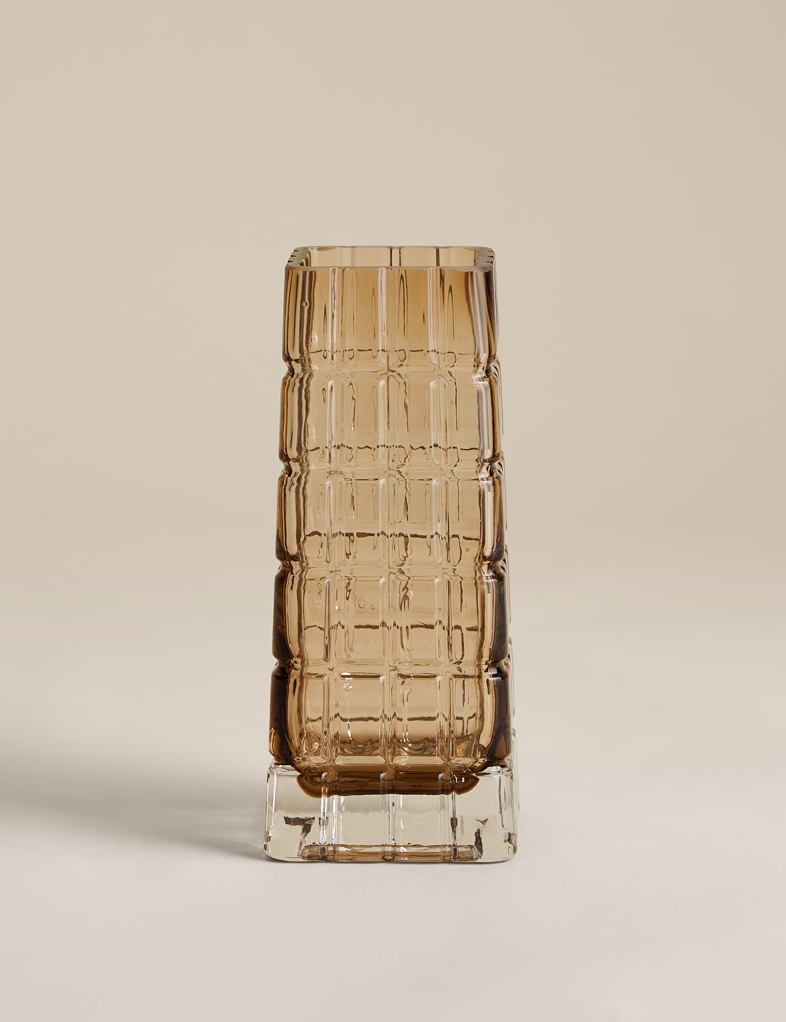 Rectangular Textured Tinted Glass Vase