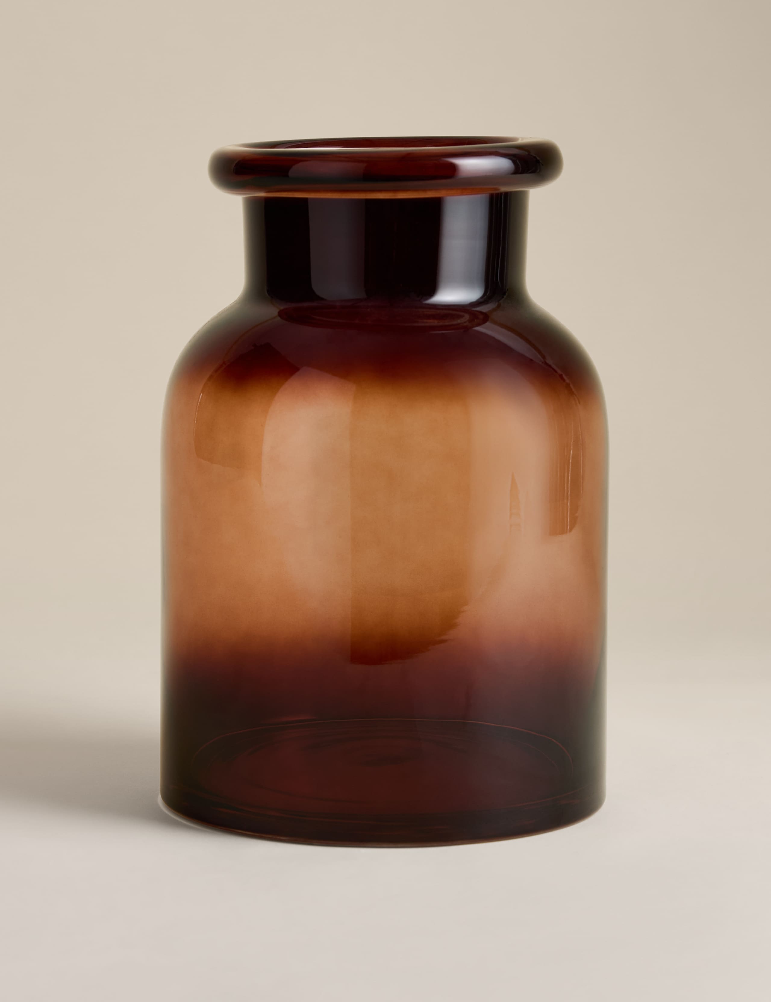 Smoked Glass Large Roll Top Apothecary Vase