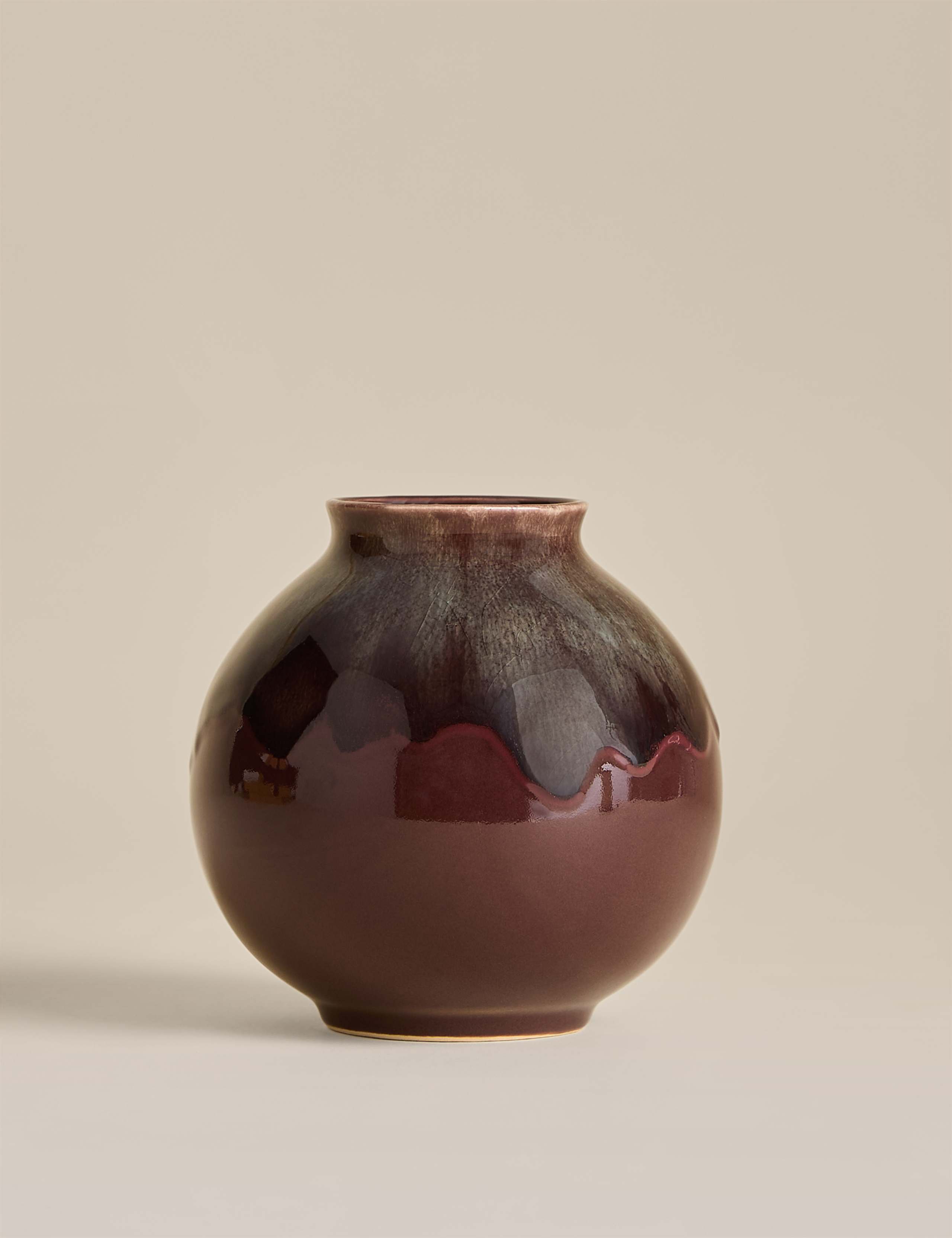 Small Reactive Rounded Ceramic Vase