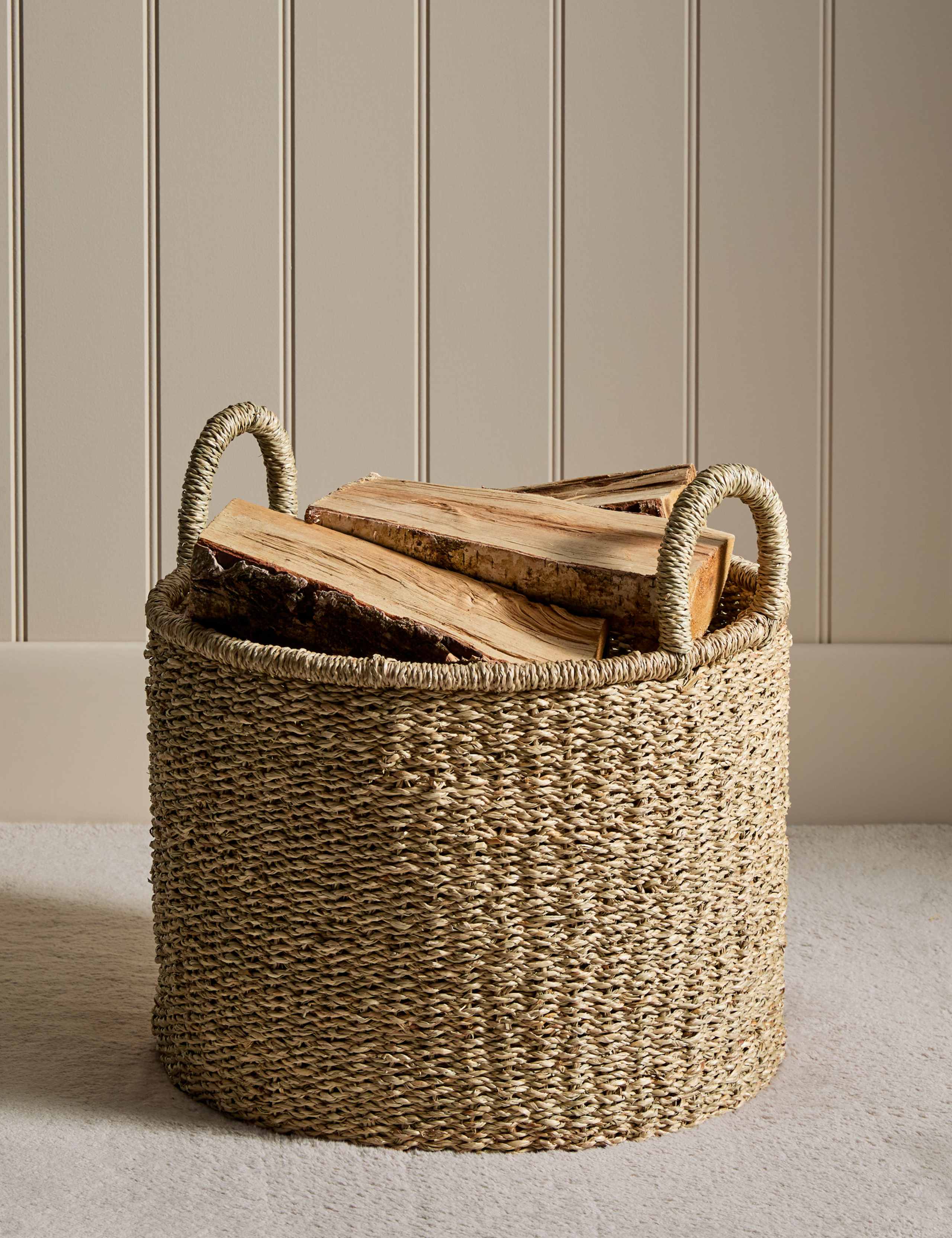 Raffia & Seagrass Medium Tall Basket