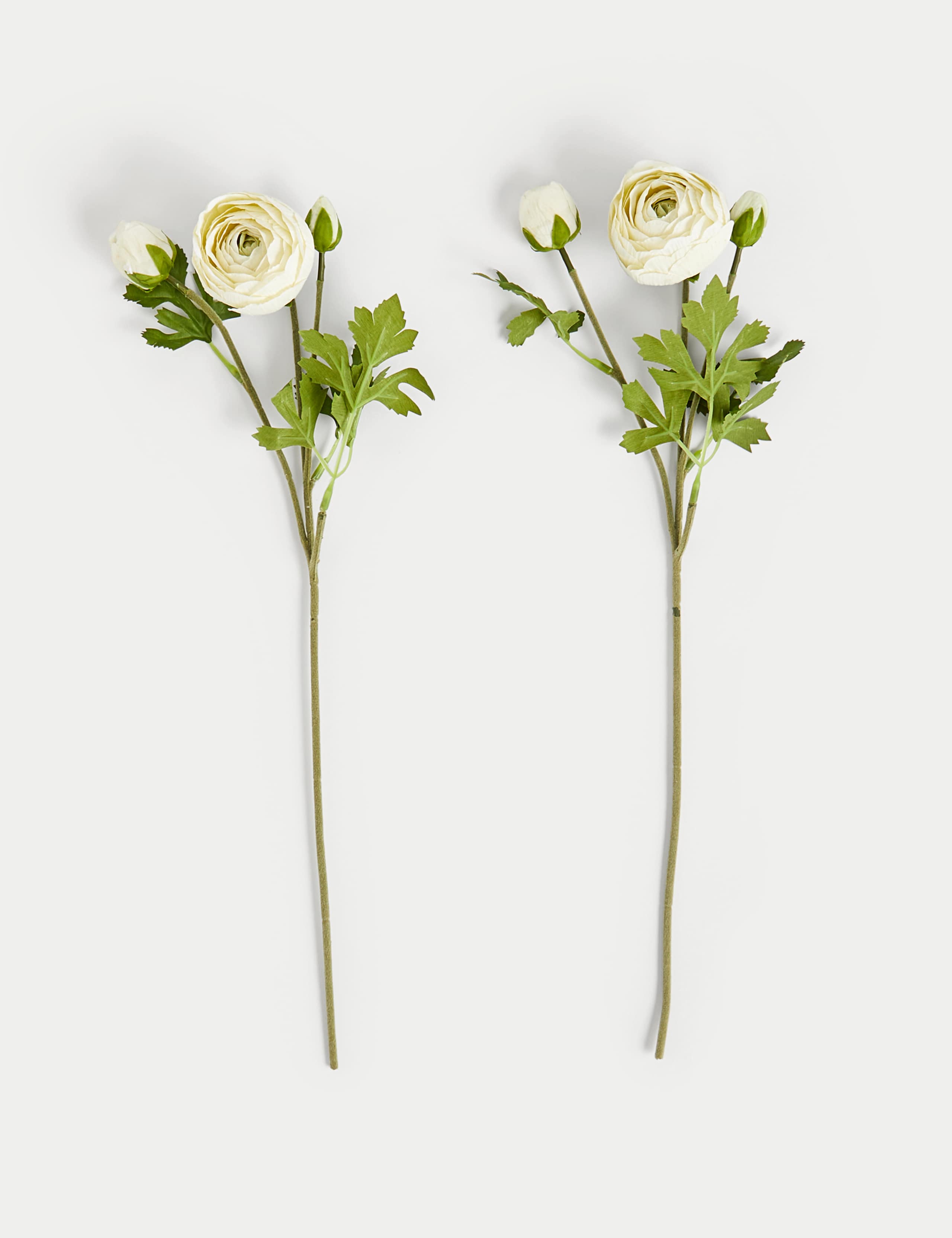 Set of 2 Artificial Real Touch Ranunculus Stems
