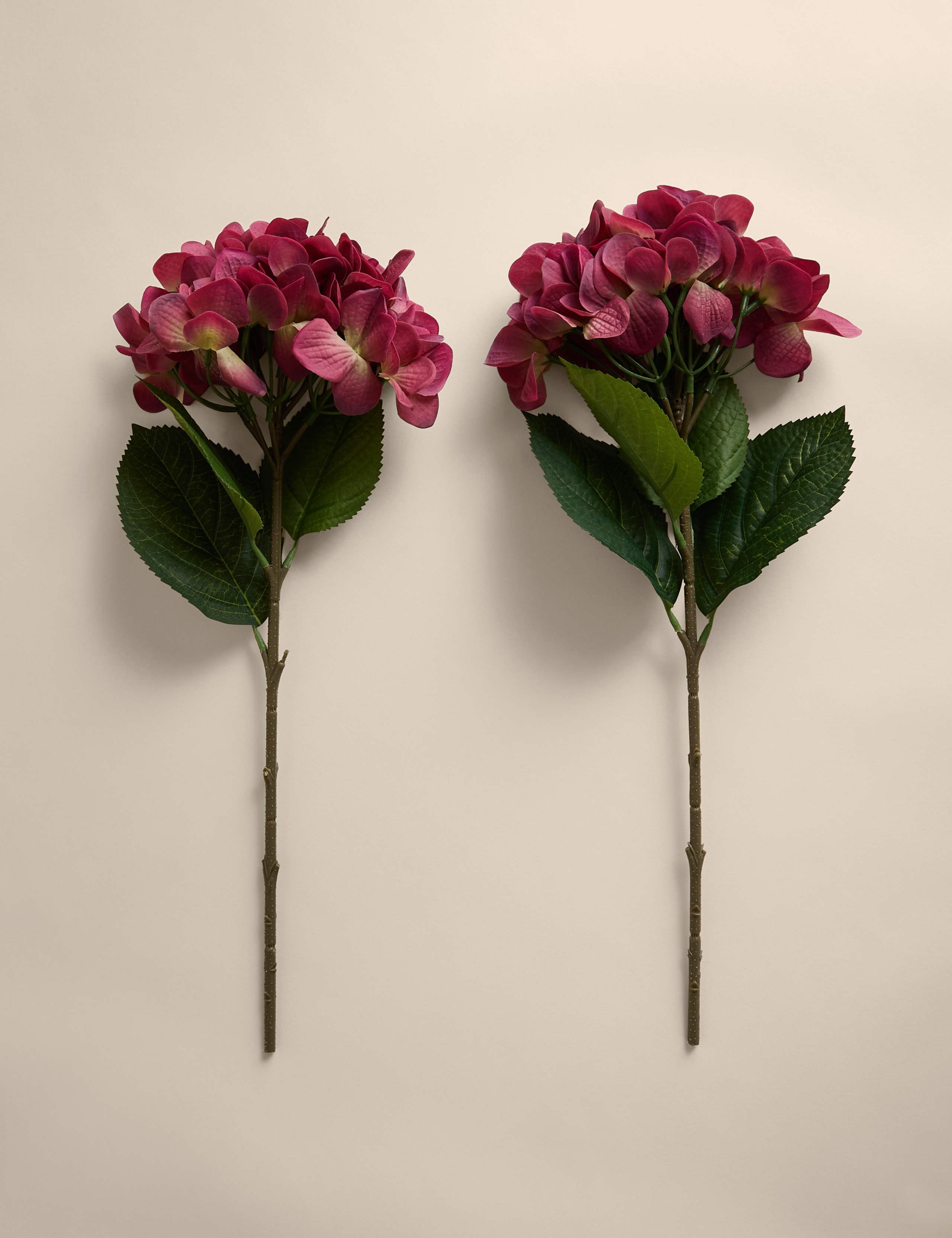 Set of 2 Artificial Real Touch Hydrangea Stems