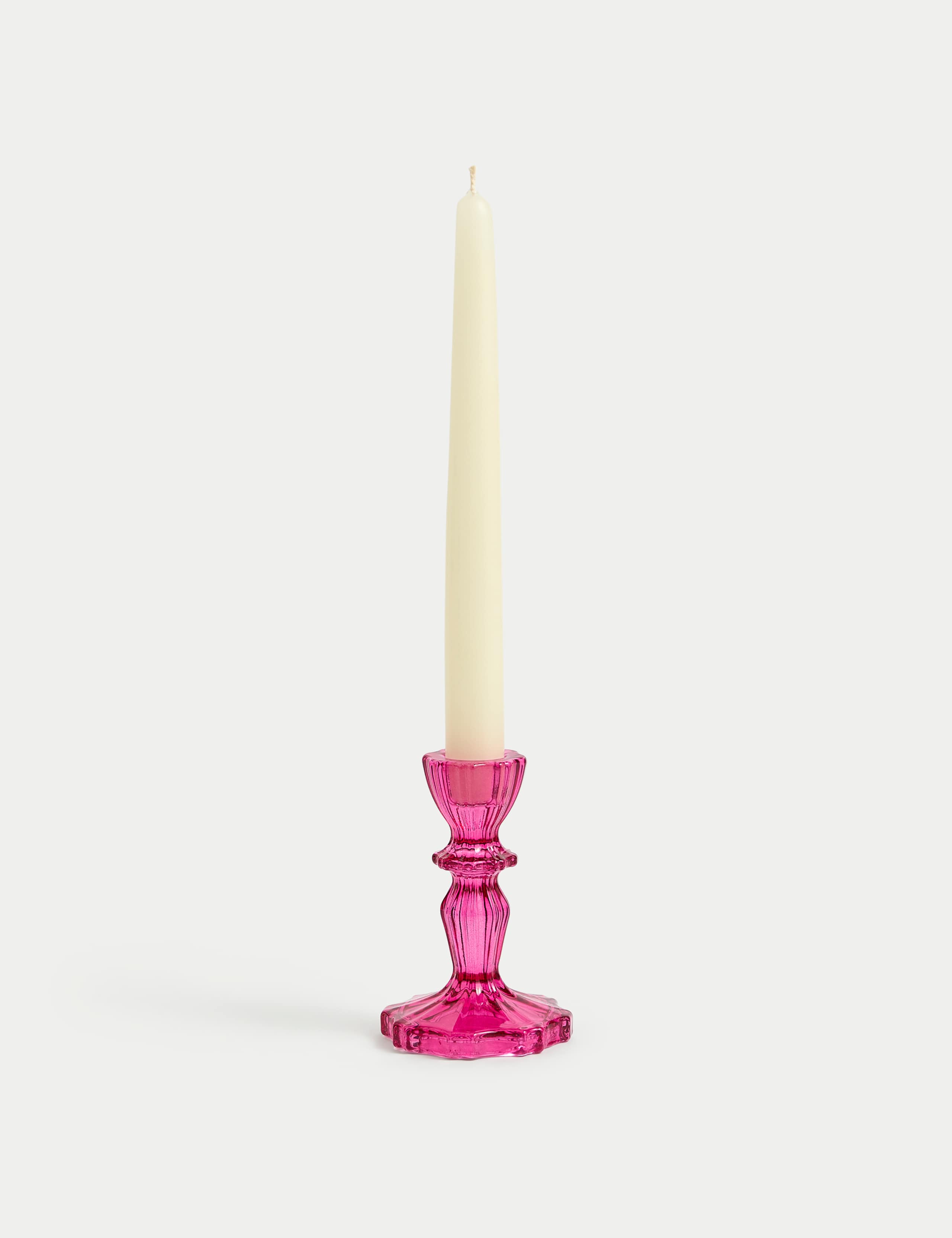 Ridged Glass Dinner Candle Holder
