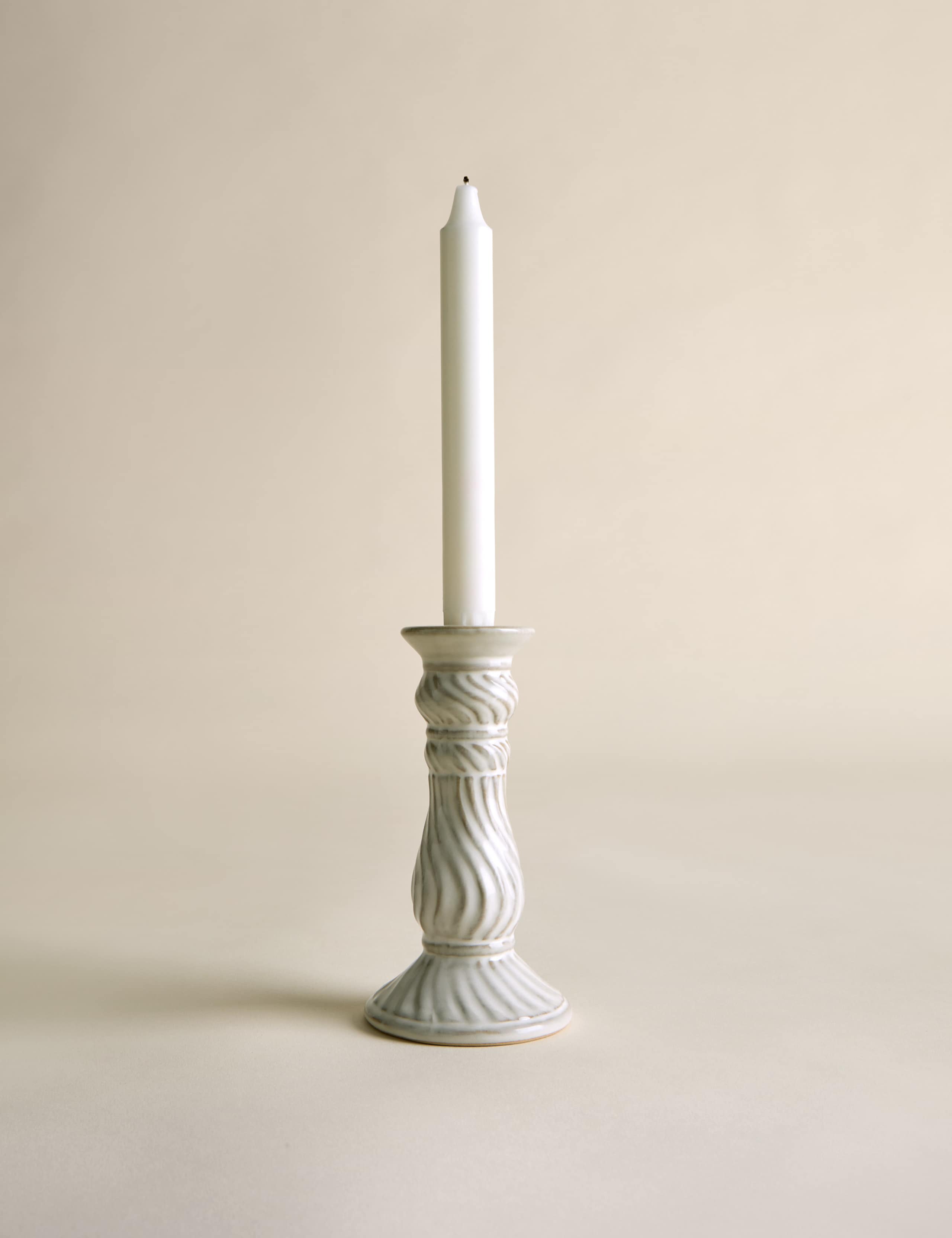 Swirl Ceramic Tall Dinner Candle Holder