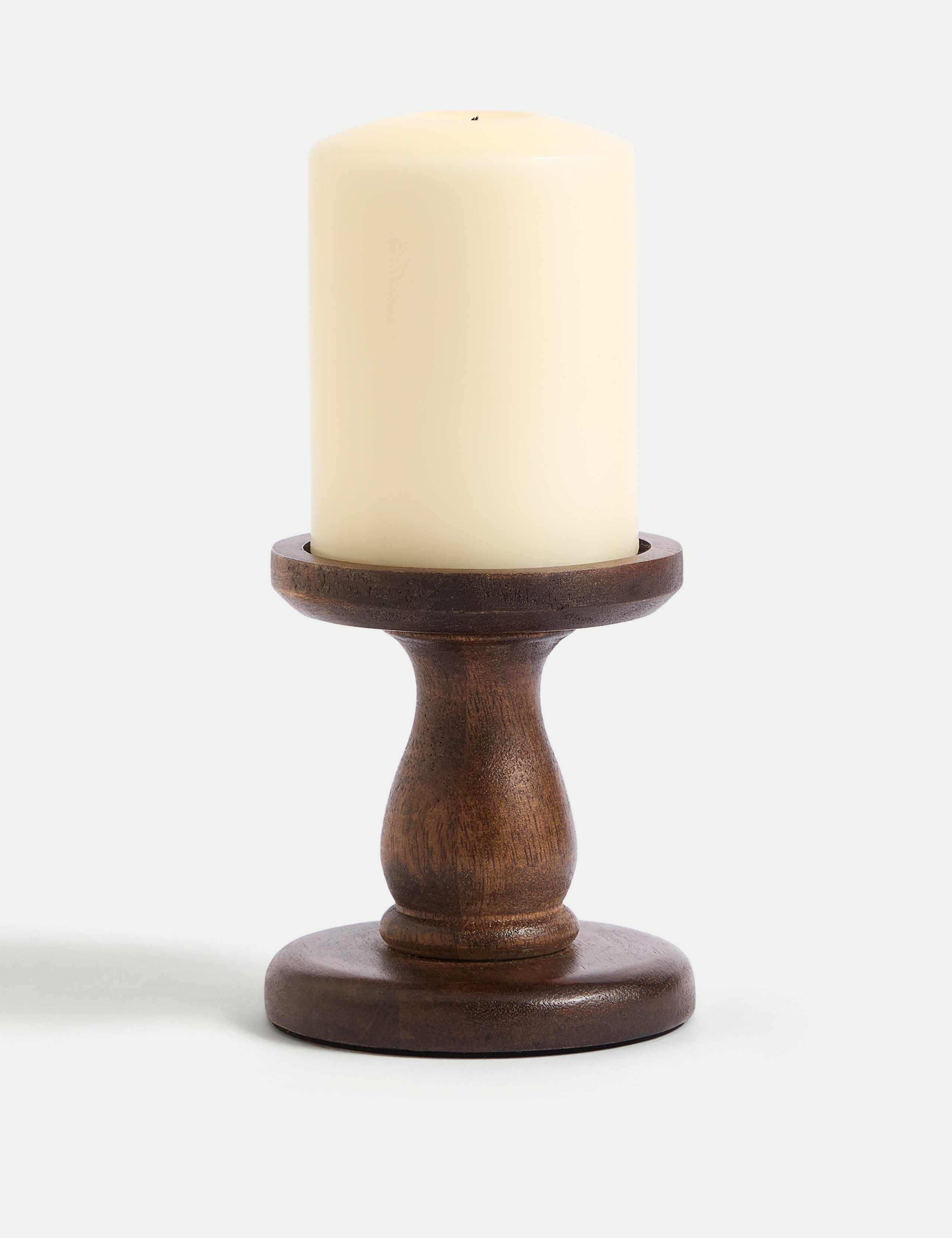 Wooden Pillar Candle Holder