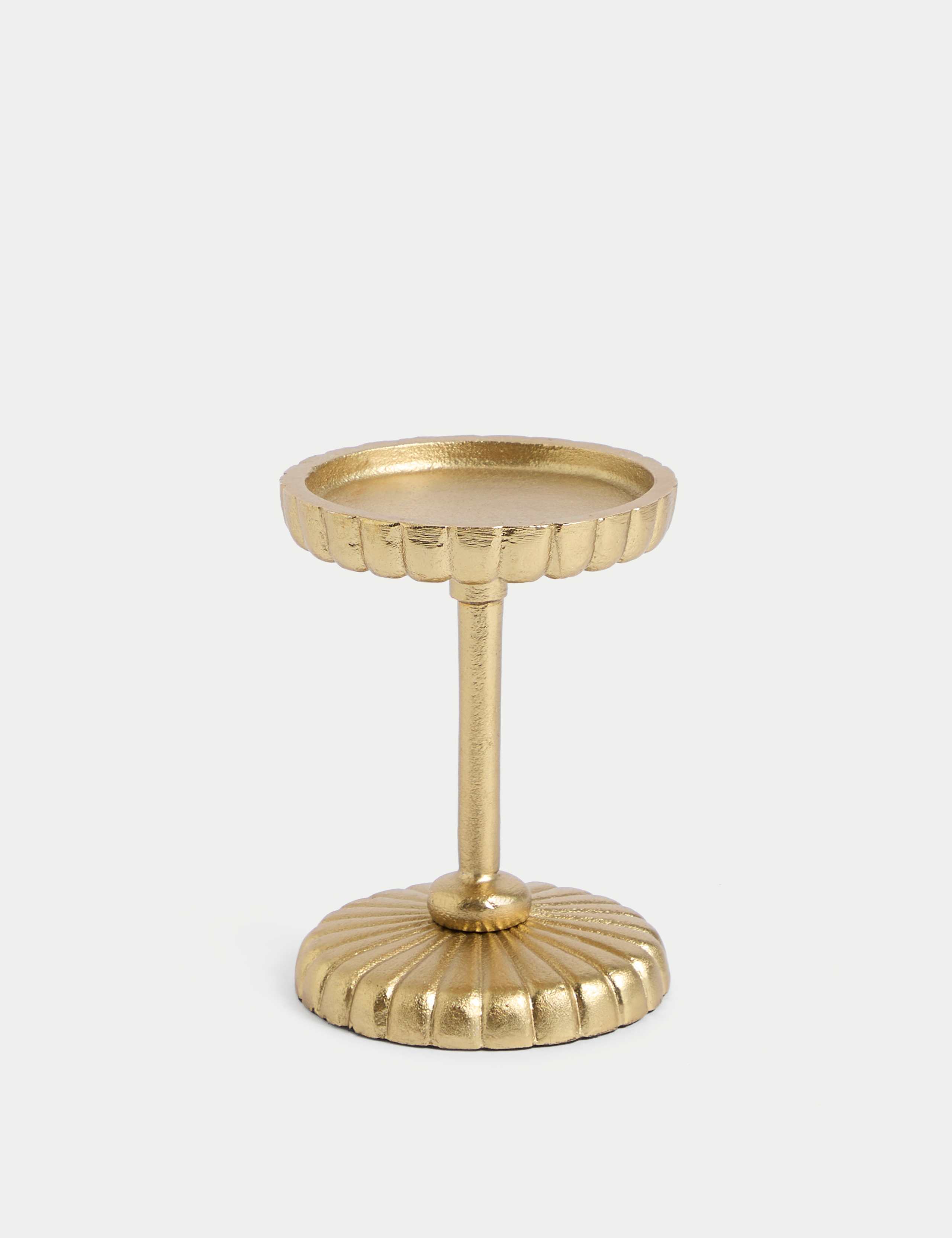 Ridged Metal Pillar Candle Holder