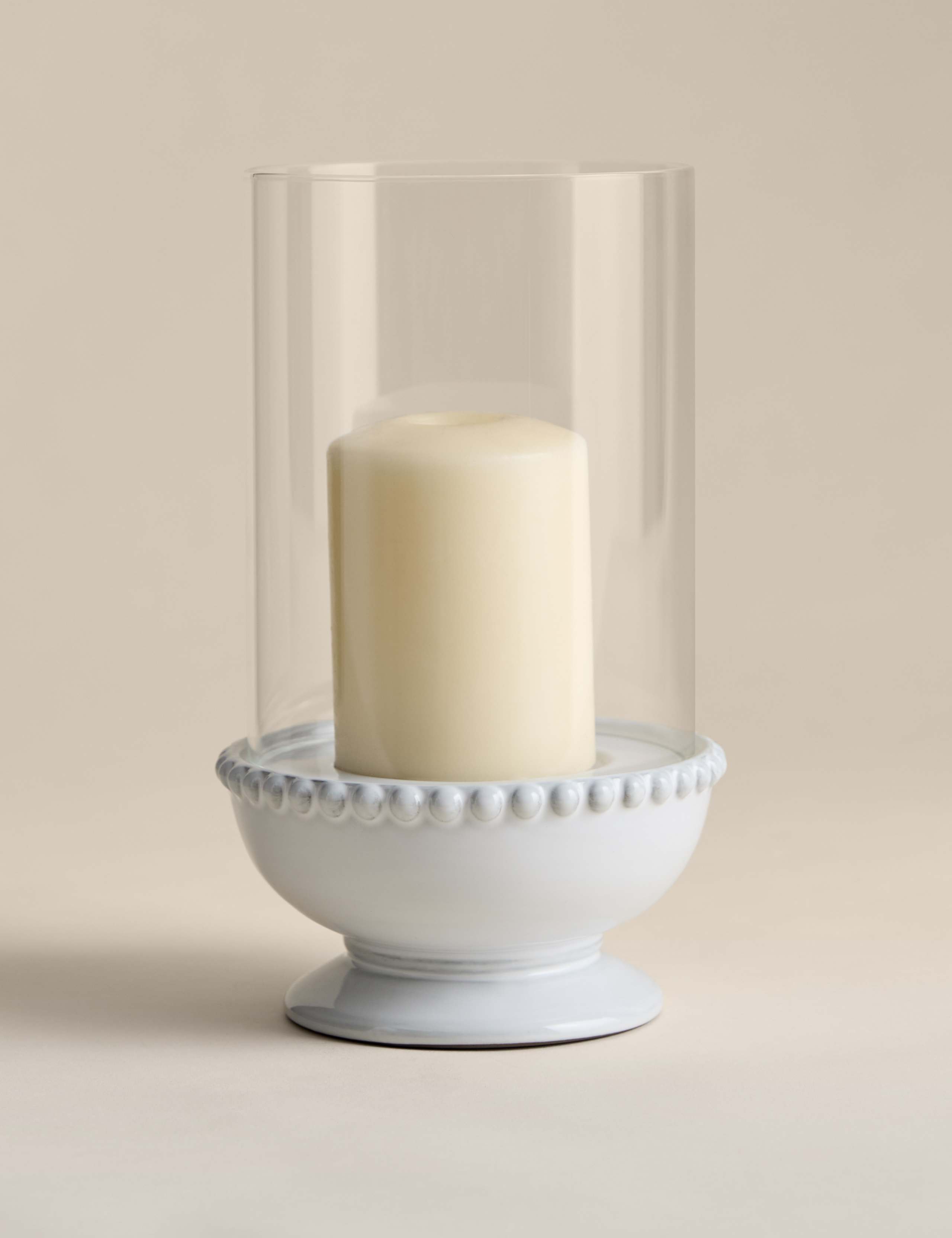 Bead Ceramic Hurricane Candle Holder
