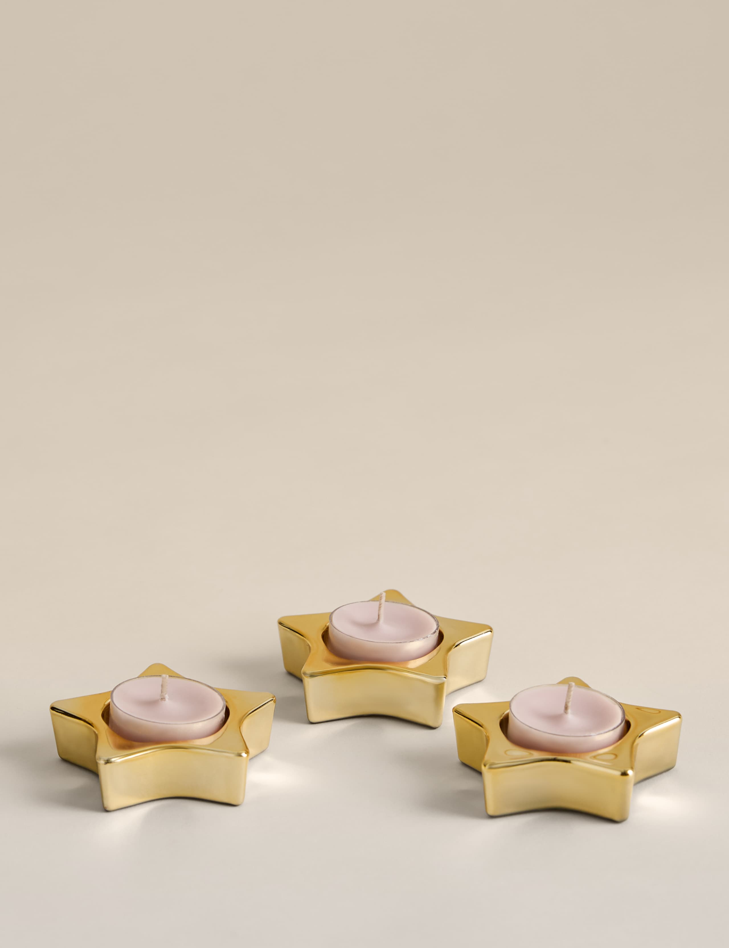 Set of 3 Star Glass Tealight Holders