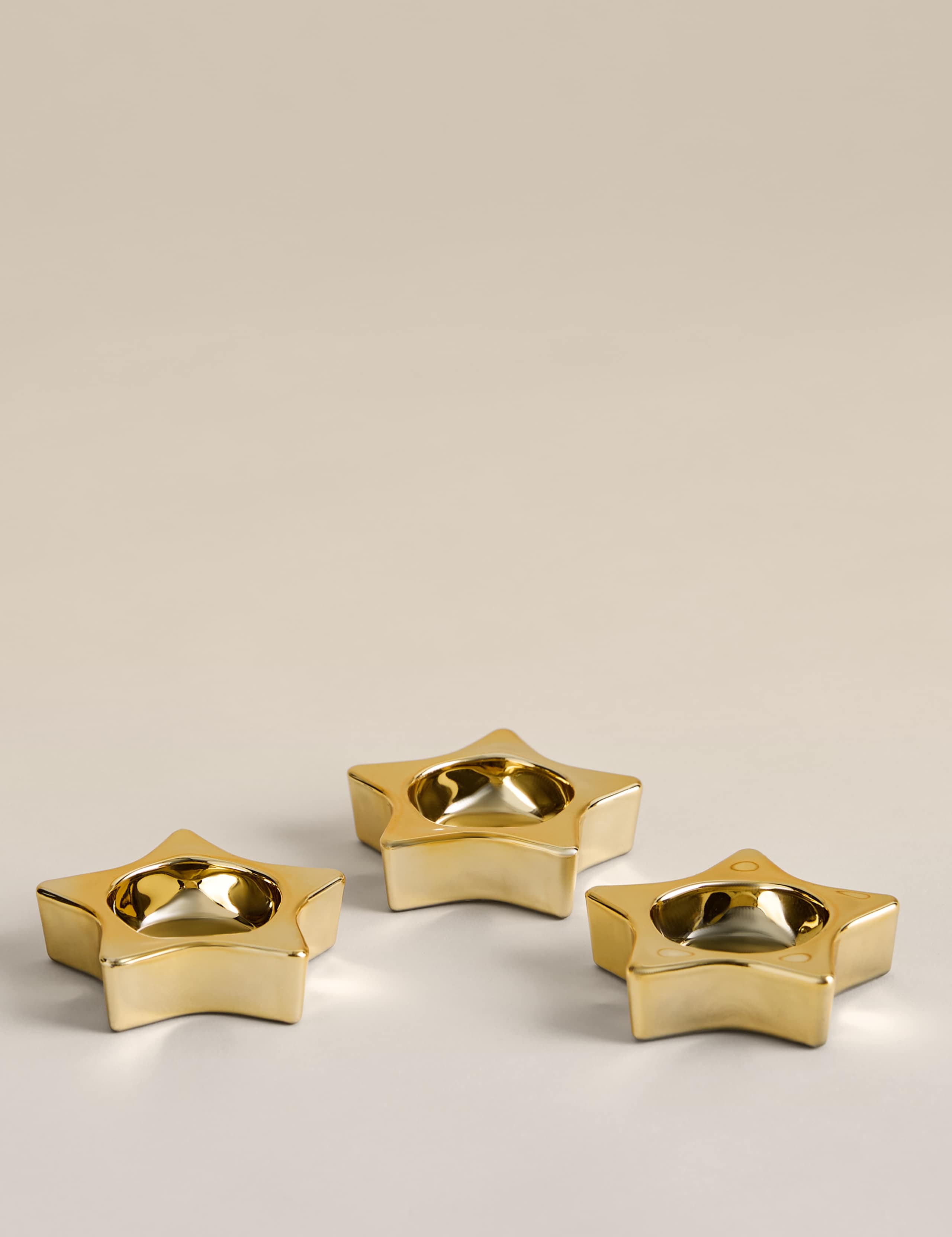 Set of 3 Star Glass Tealight Holders