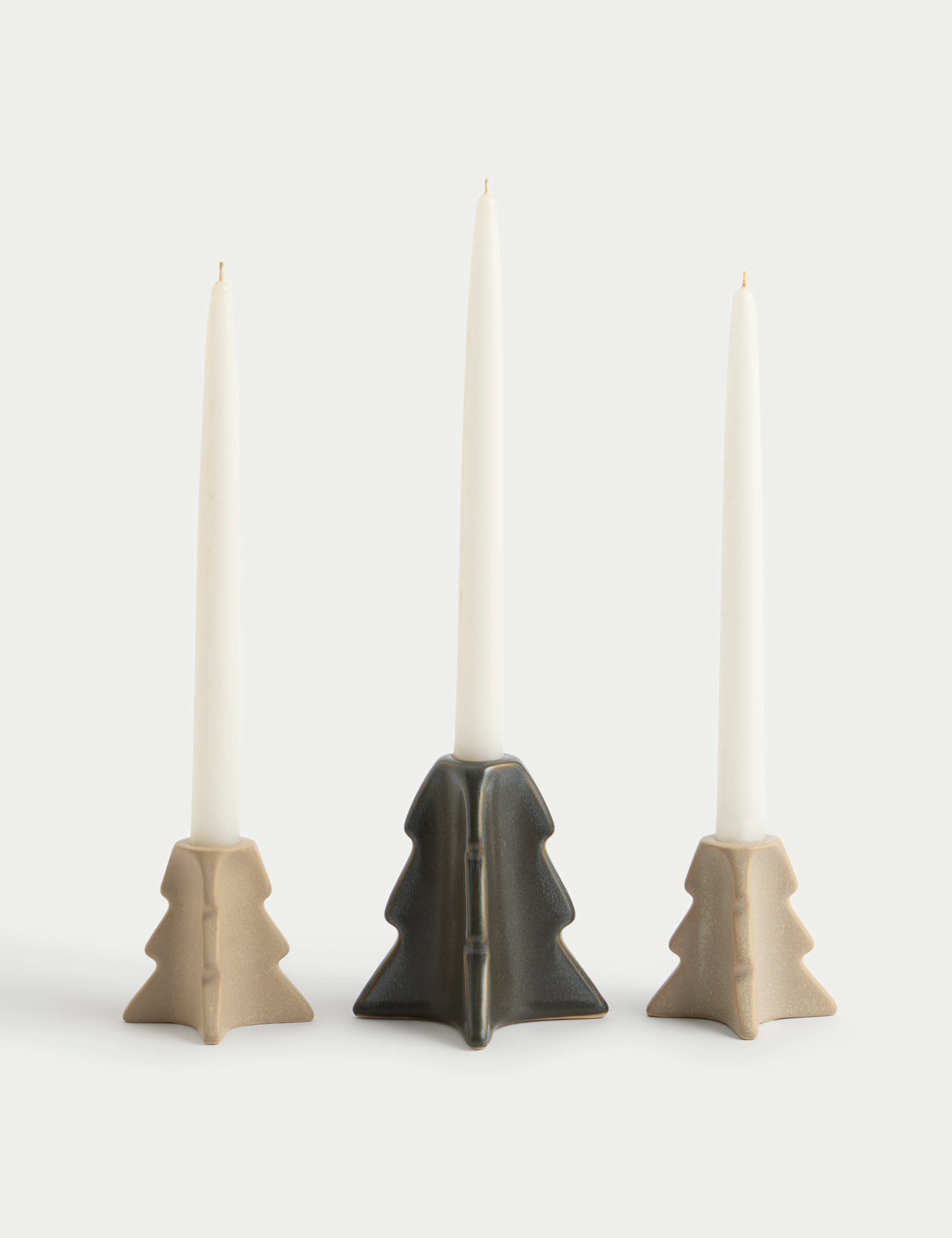 Set of 3 Tree Ceramic Candle Holders